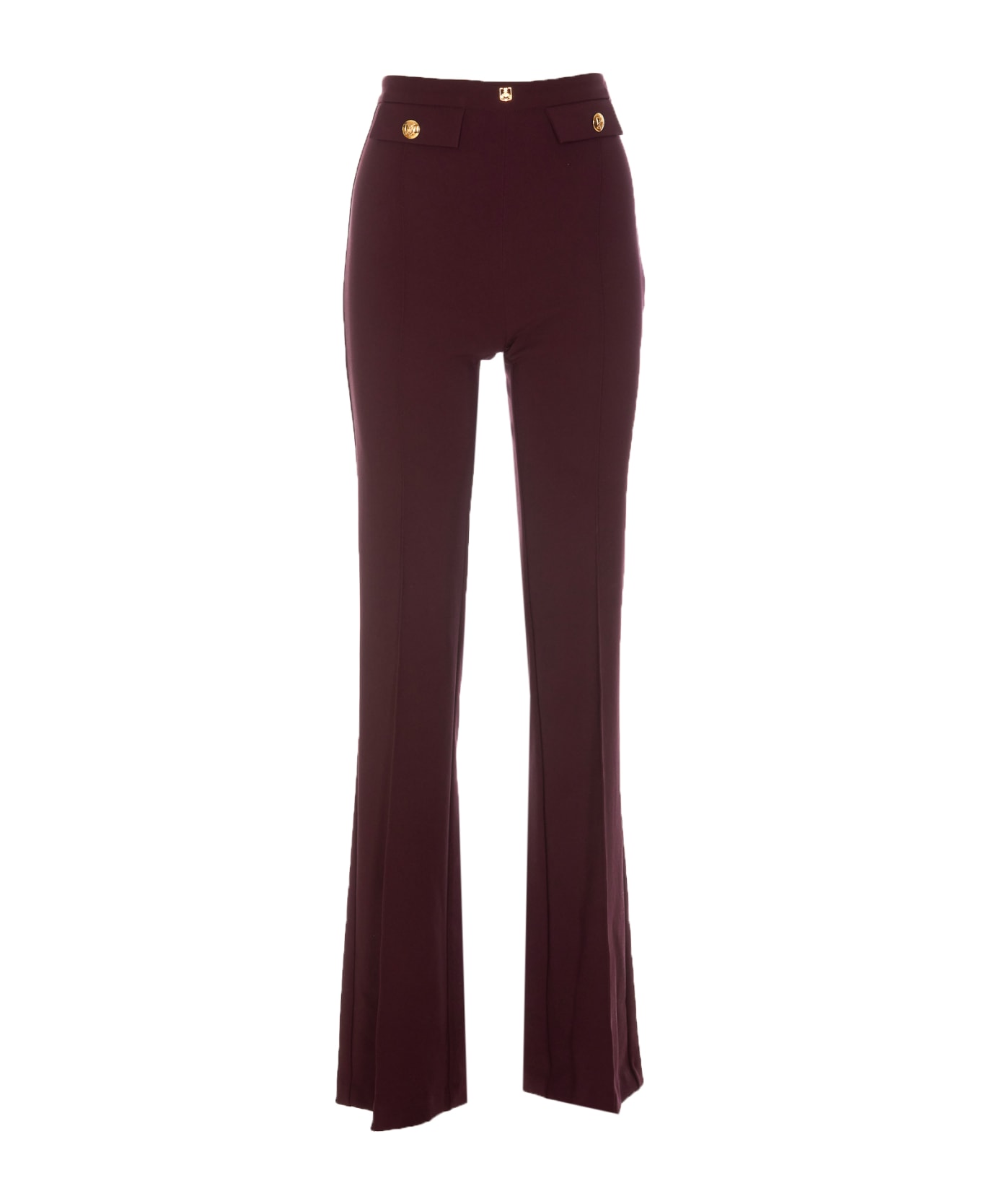 Elisabetta Franchi Palazzo Pants In Crepe Stretch - Burgundy