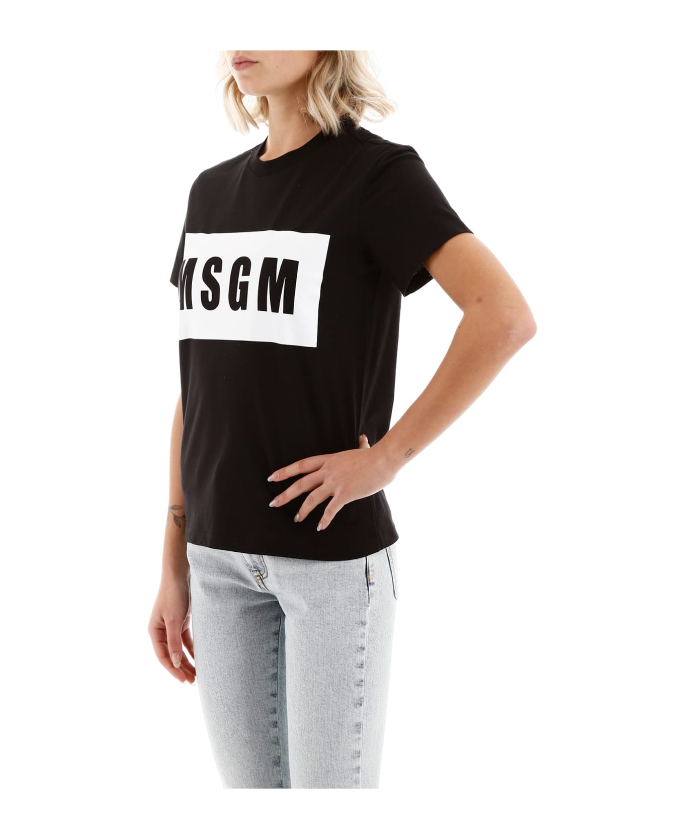 MSGM Logo Box T-shirt - BLACK (Black)