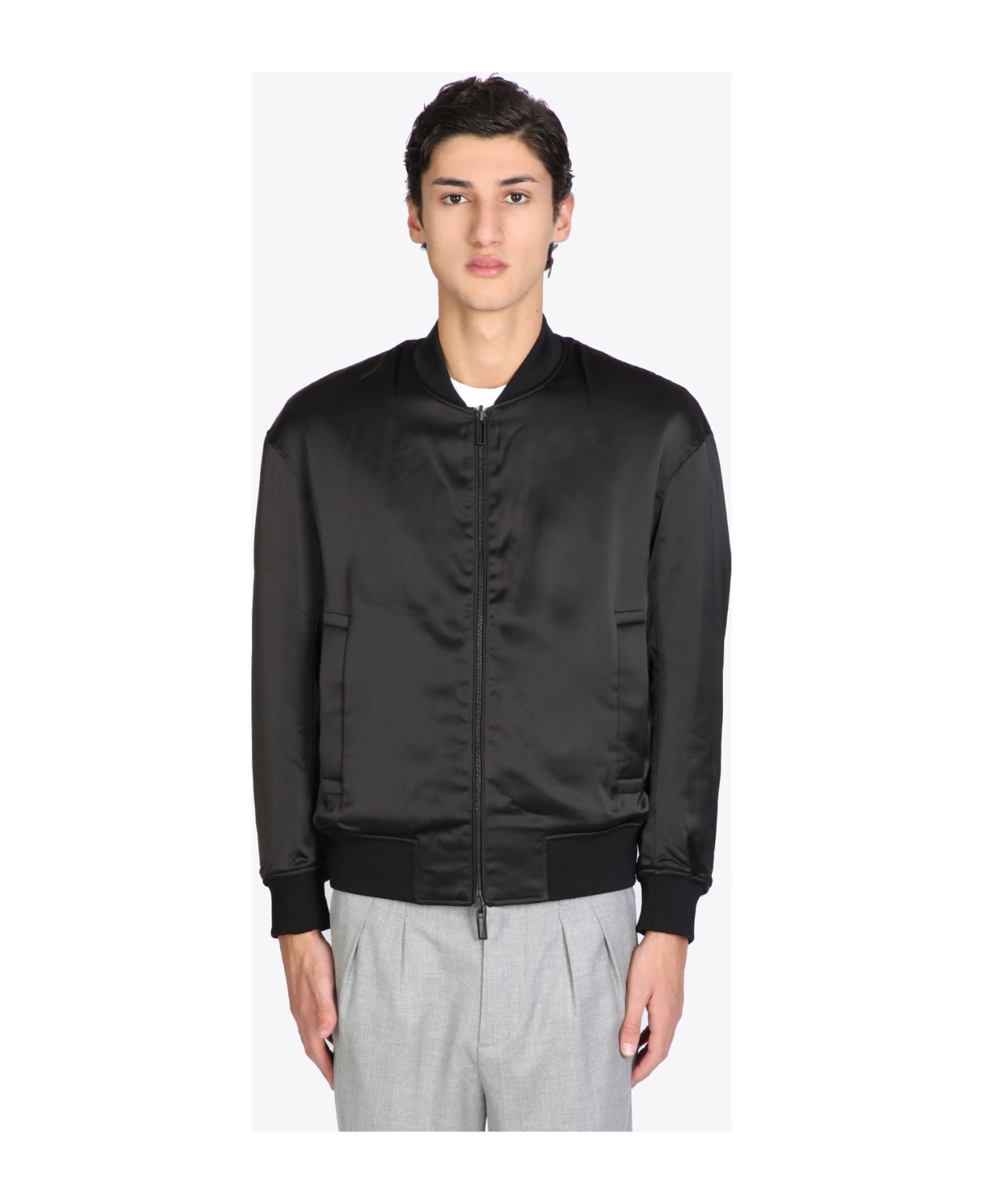 人気 ブランド 服をチェック - 最新トレンドファッション Black Jacket Blouson Armani Emporio satin with jacket bomber ジャケット・アウター