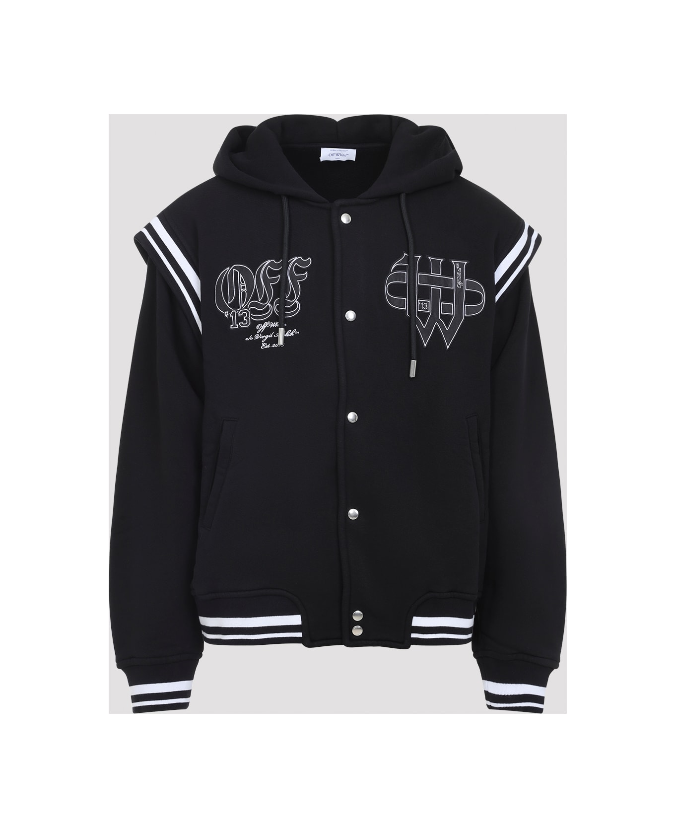Off-White Gothic Fleece Varsity Jacket - Black White