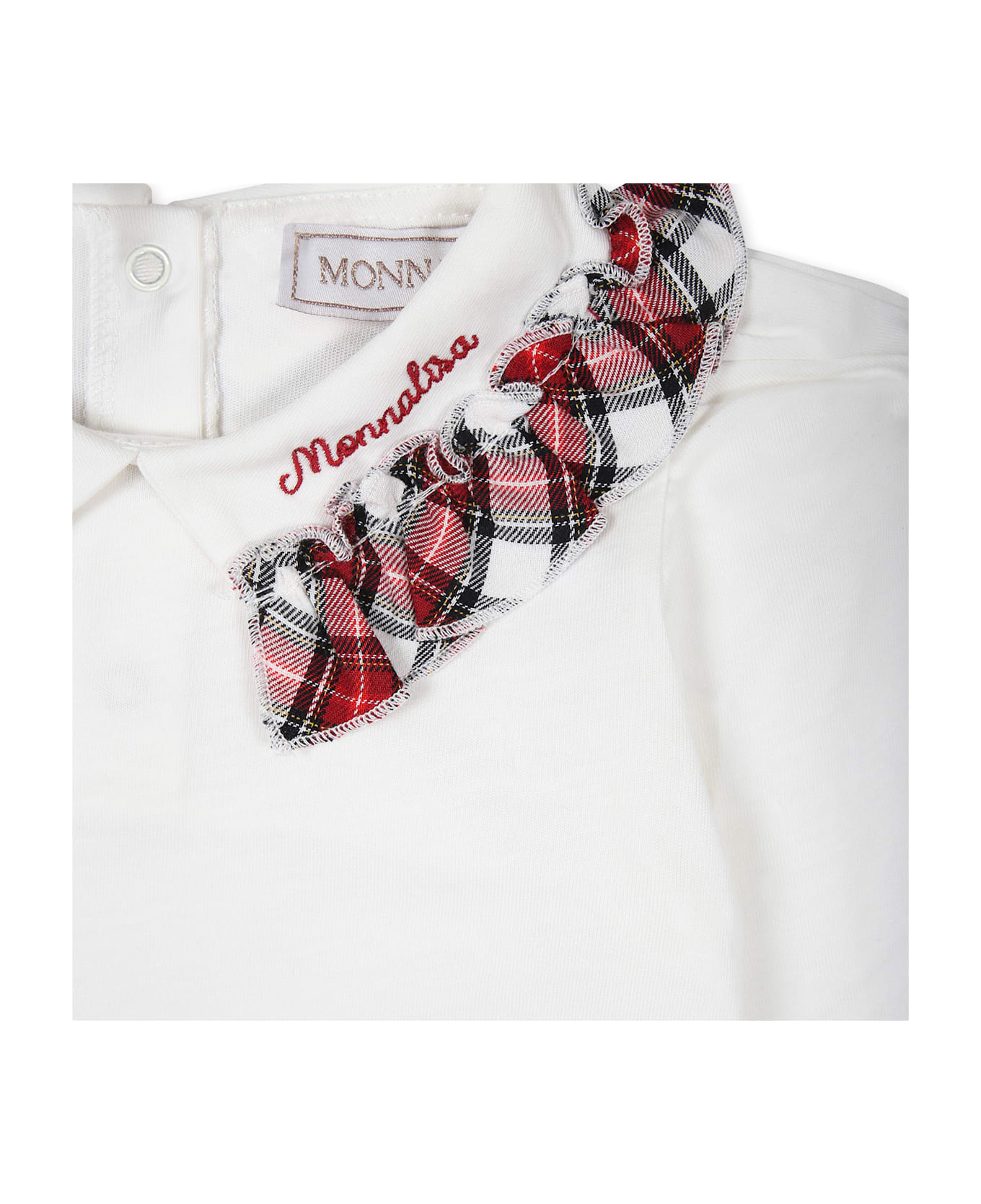 Monnalisa Ivory T-shirt For Baby Girl With Logo - Ivory