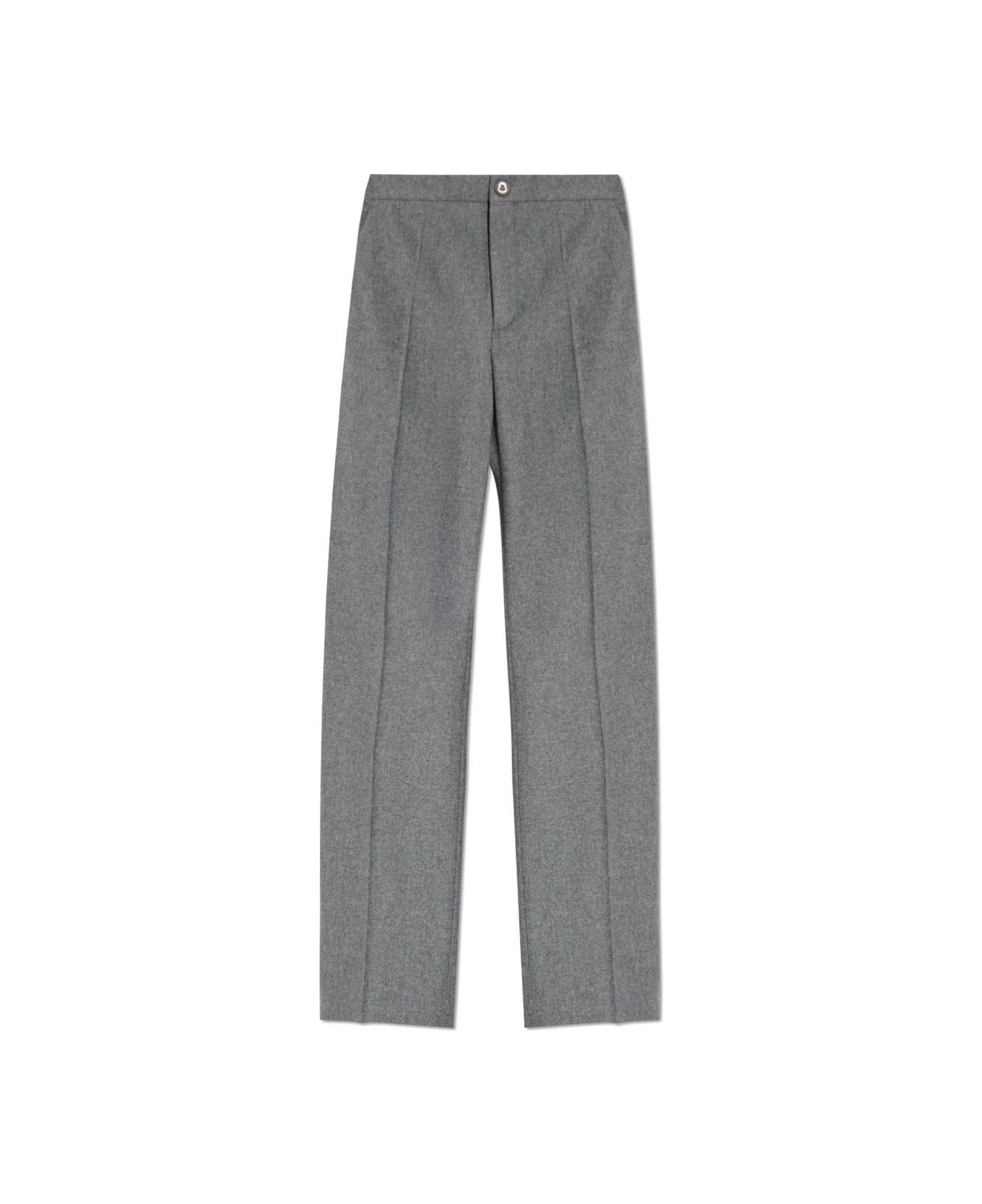 Moncler Logo Buttoned Straight-leg Trousers - Grey