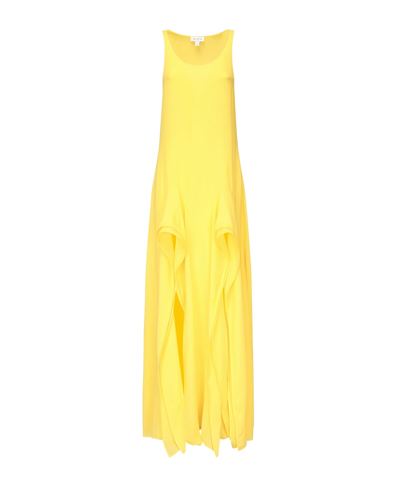 Alaia Long Dress With Georgette Ruffles - Yellow