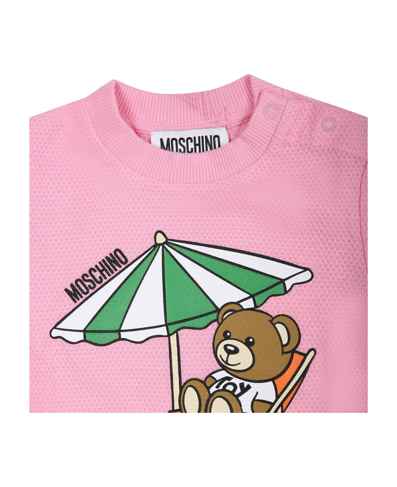 Moschino Pink Romper For Baby Girl With Teddy Bear - Pink