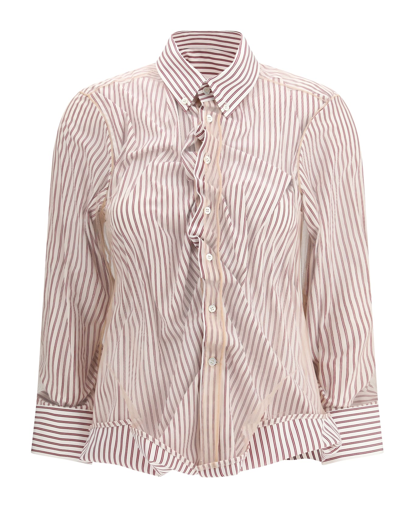 Maison Margiela Layered Tulle Striped Shirt