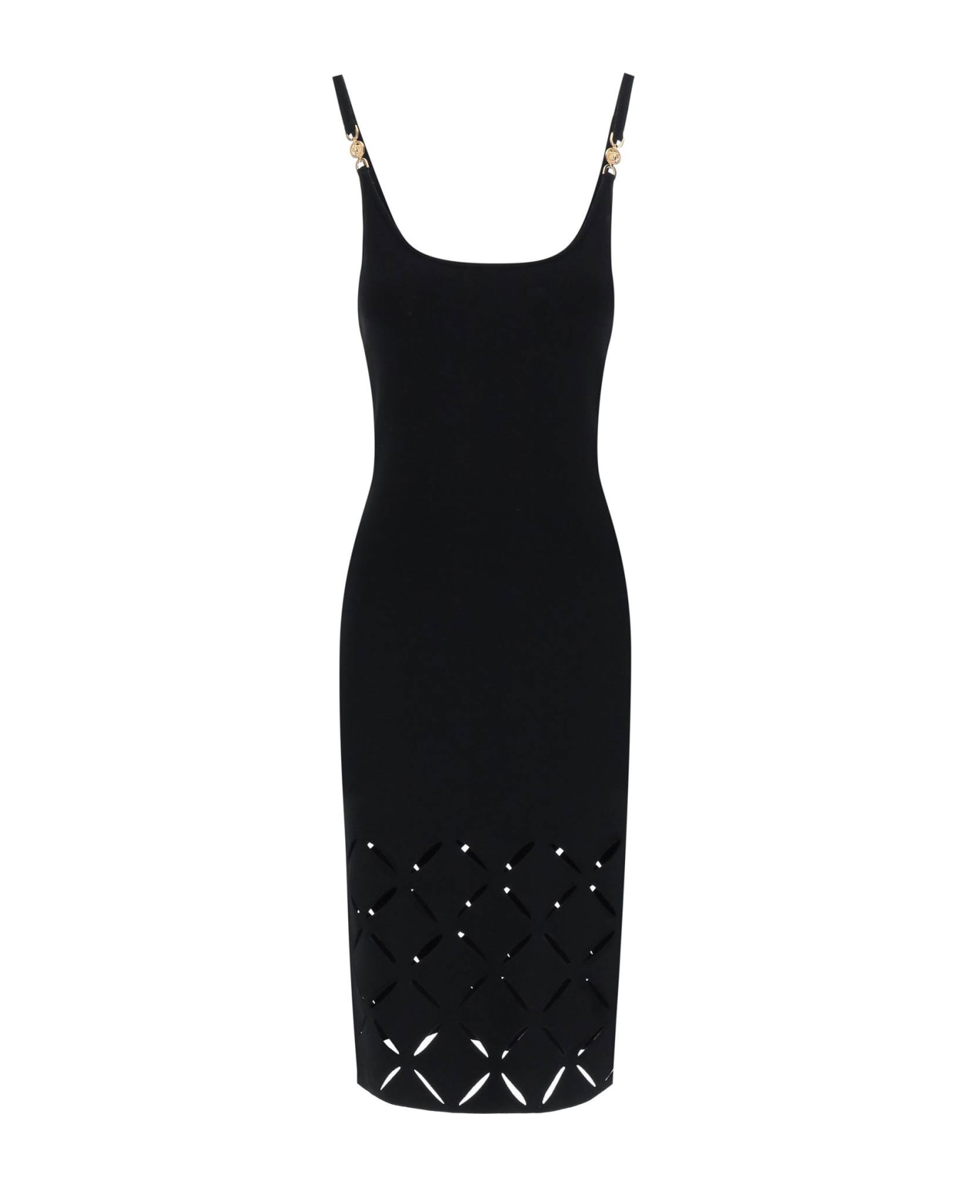 Versace Midi Dress With Diamond Cuts - Black