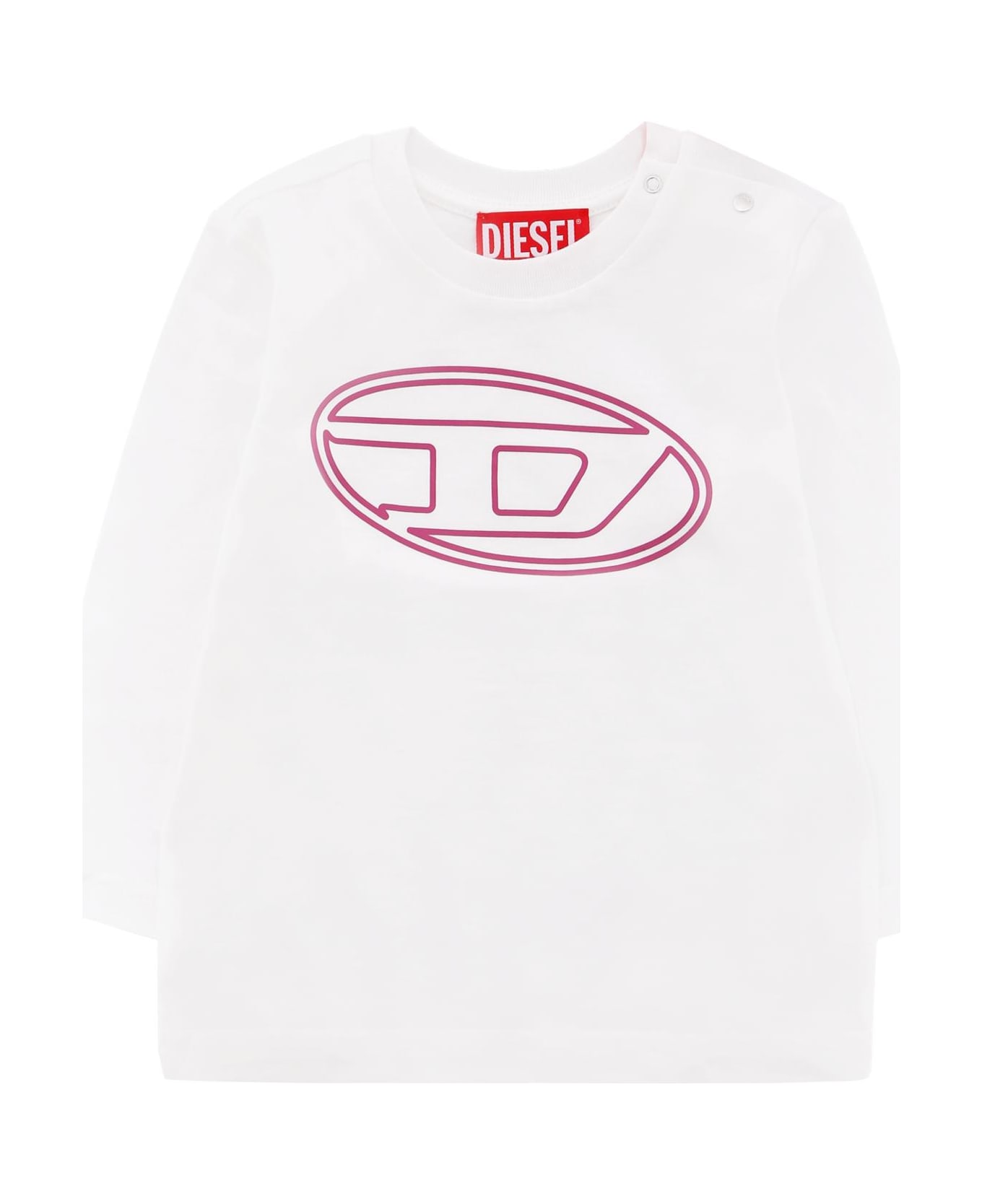 Diesel White T-shirt For Baby Girl With Logo - White