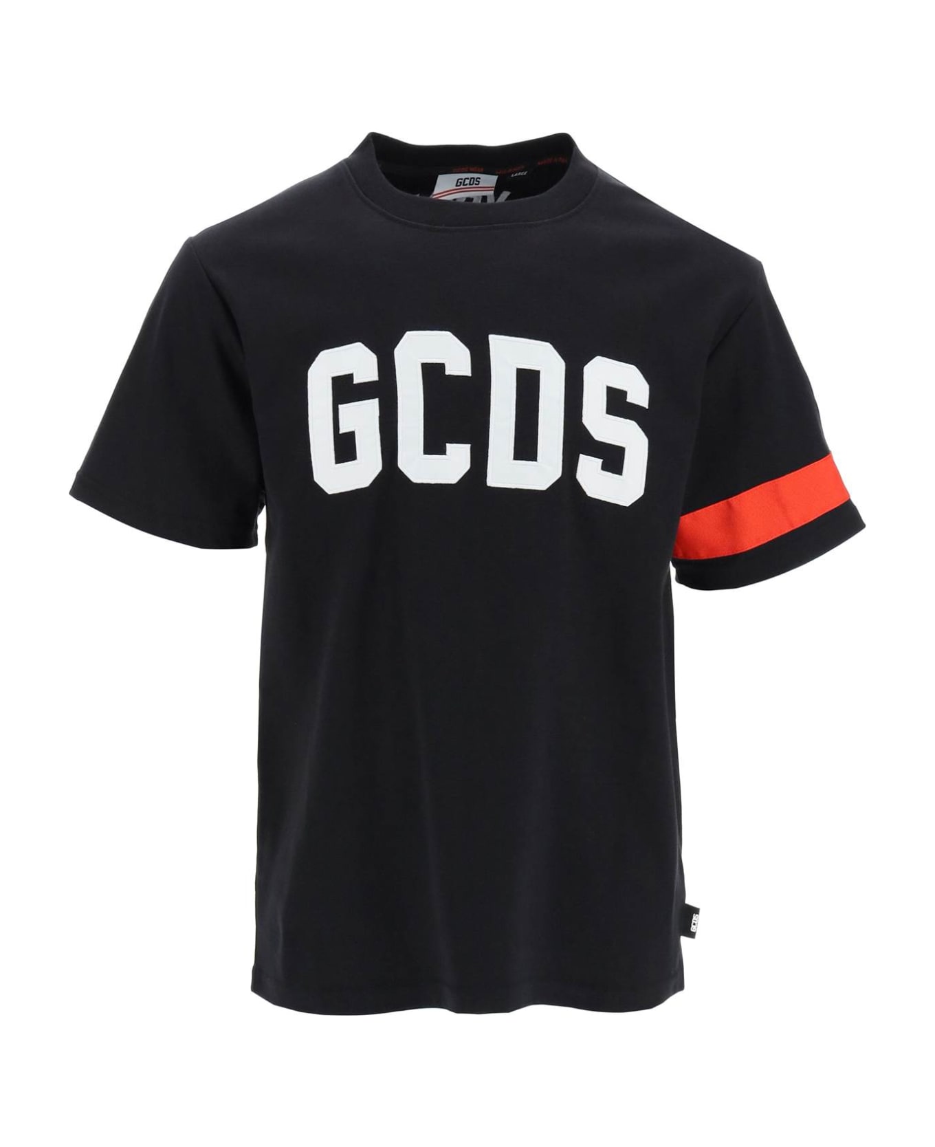 GCDS T-shirt With Tape And Logo - BLACK