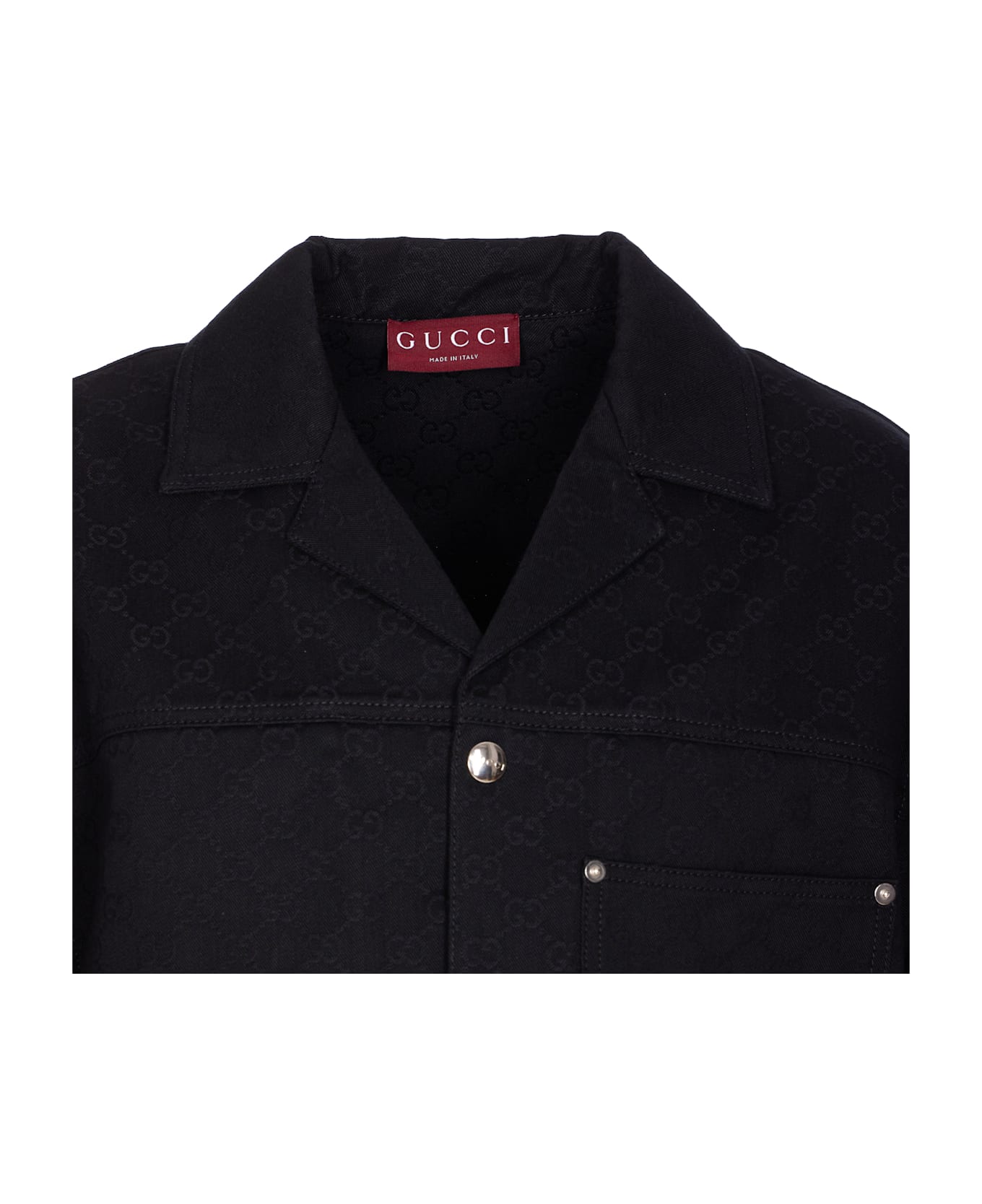 Gucci Gg Jacquard Denim Shirt - Black
