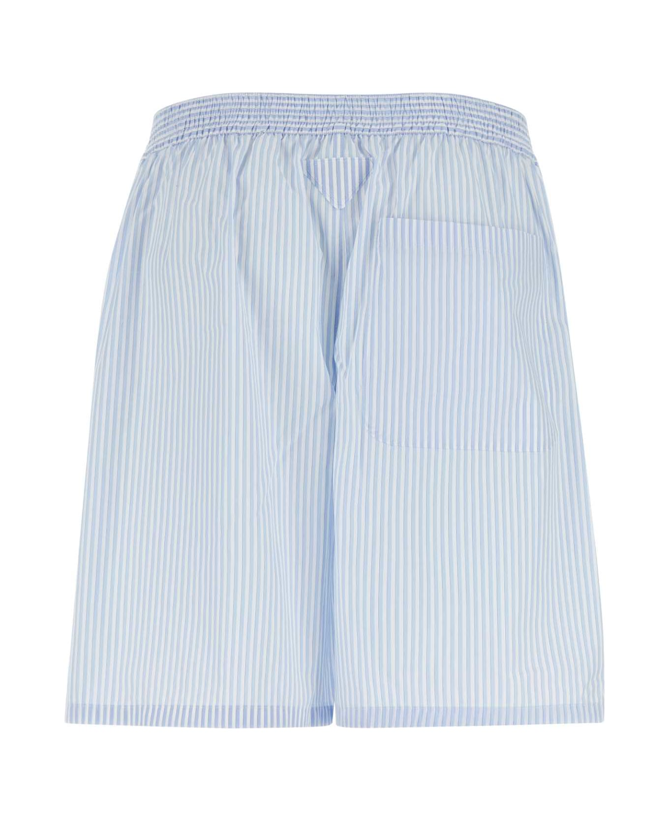 Prada Embroidered Cotton Bermuda Shorts - BIANCOCIELO