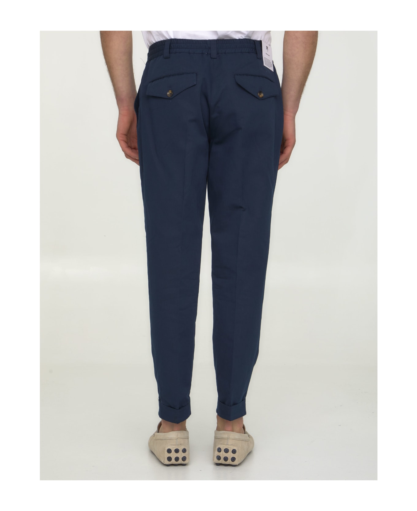 PT Torino Cotton And Linen Trousers - BLUE