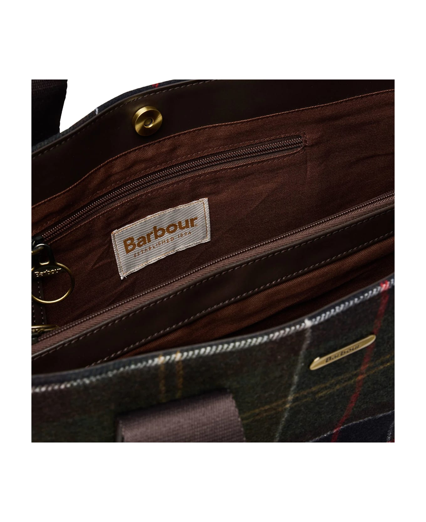 Barbour Turnberry Tote Bag In Wool Blend With Check Pattern - Red