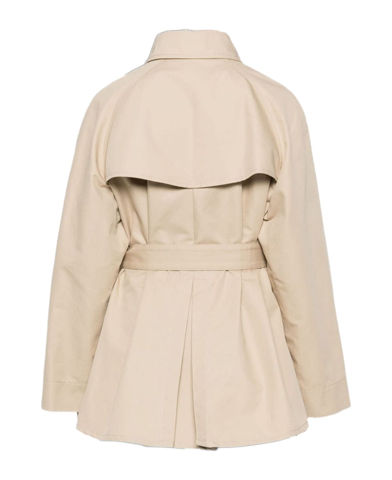 Fay Double-breasted Short Trench Coat In Cotton Twill - Beige