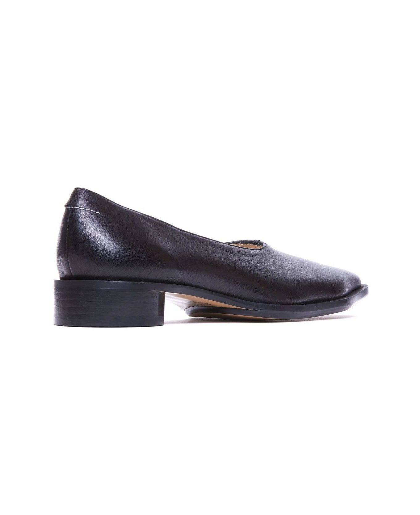 MM6 Maison Margiela Square Toe Slip-on Ballerinas - Black