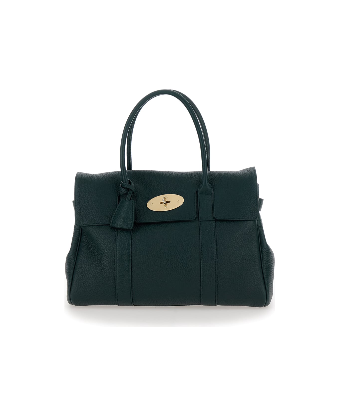 Mulberry 'bayswater' Green Handbag With Postman's Lock In Hammered Leather Woman - Green トートバッグ