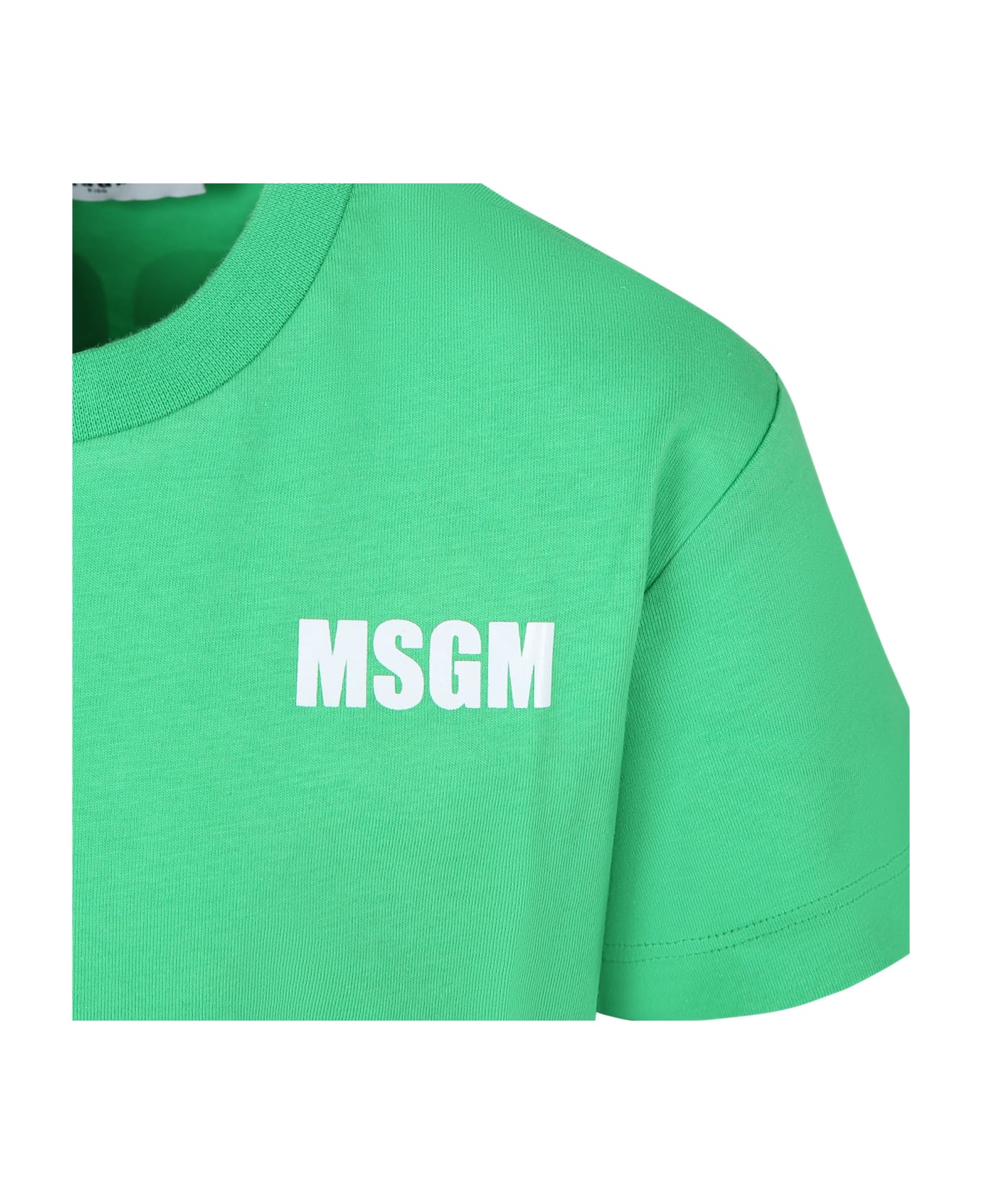 MSGM Green T-shirt For Kids With Logo - Verde