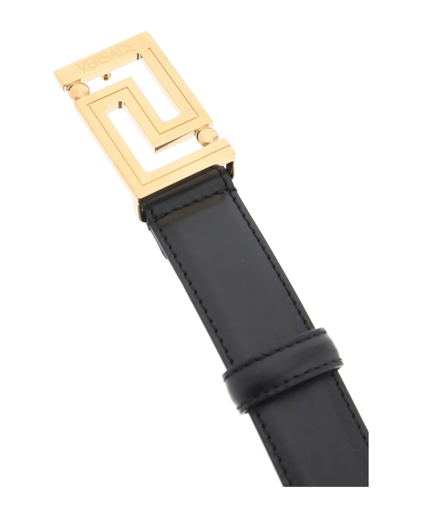 Versace Black 'greca' Belt - Nero - Oro Versace ベルト