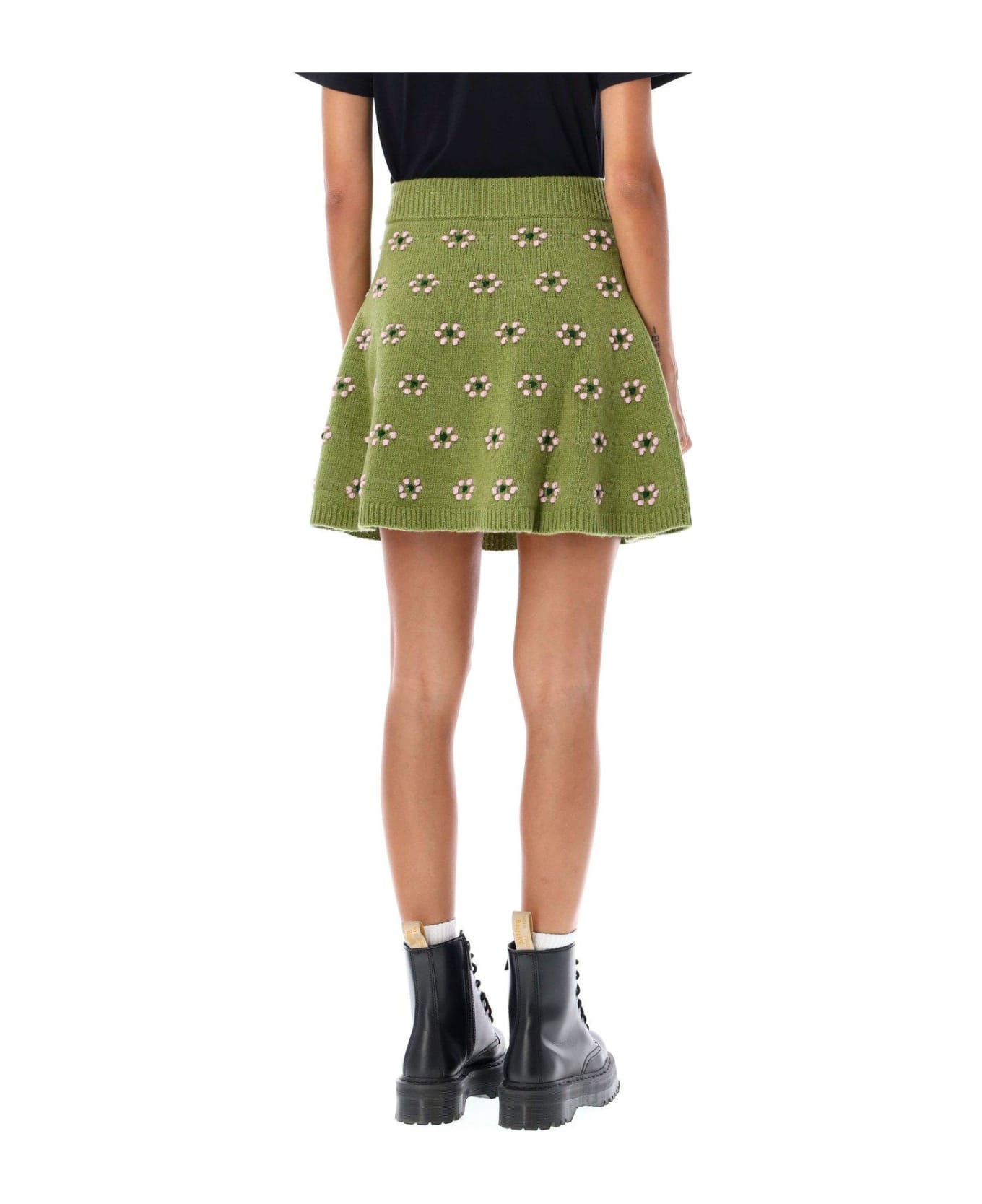 Kenzo Floral-motif Knitted Skirt - OLIVE スカート