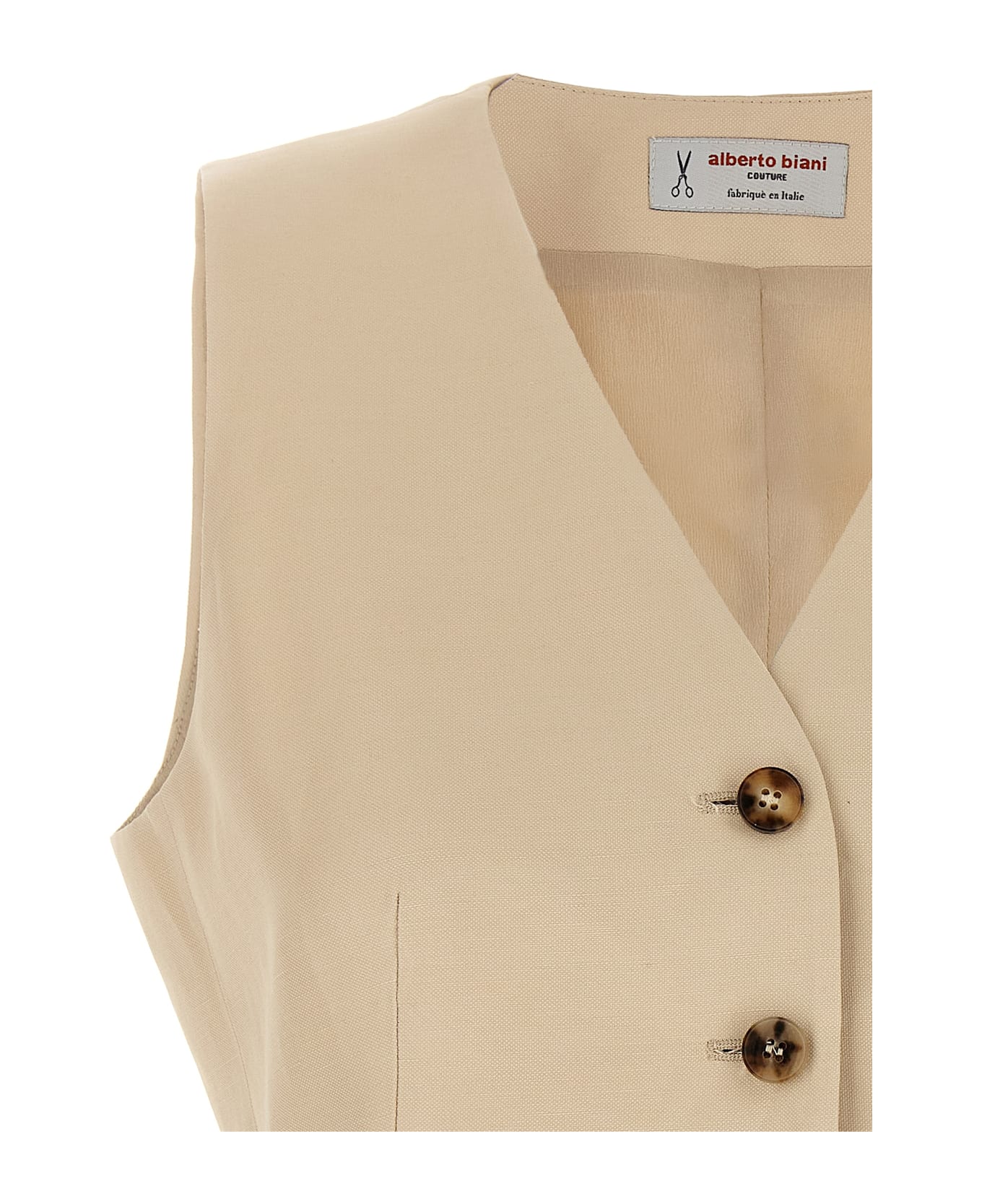 Alberto Biani Linen Viscose Vest - Beige