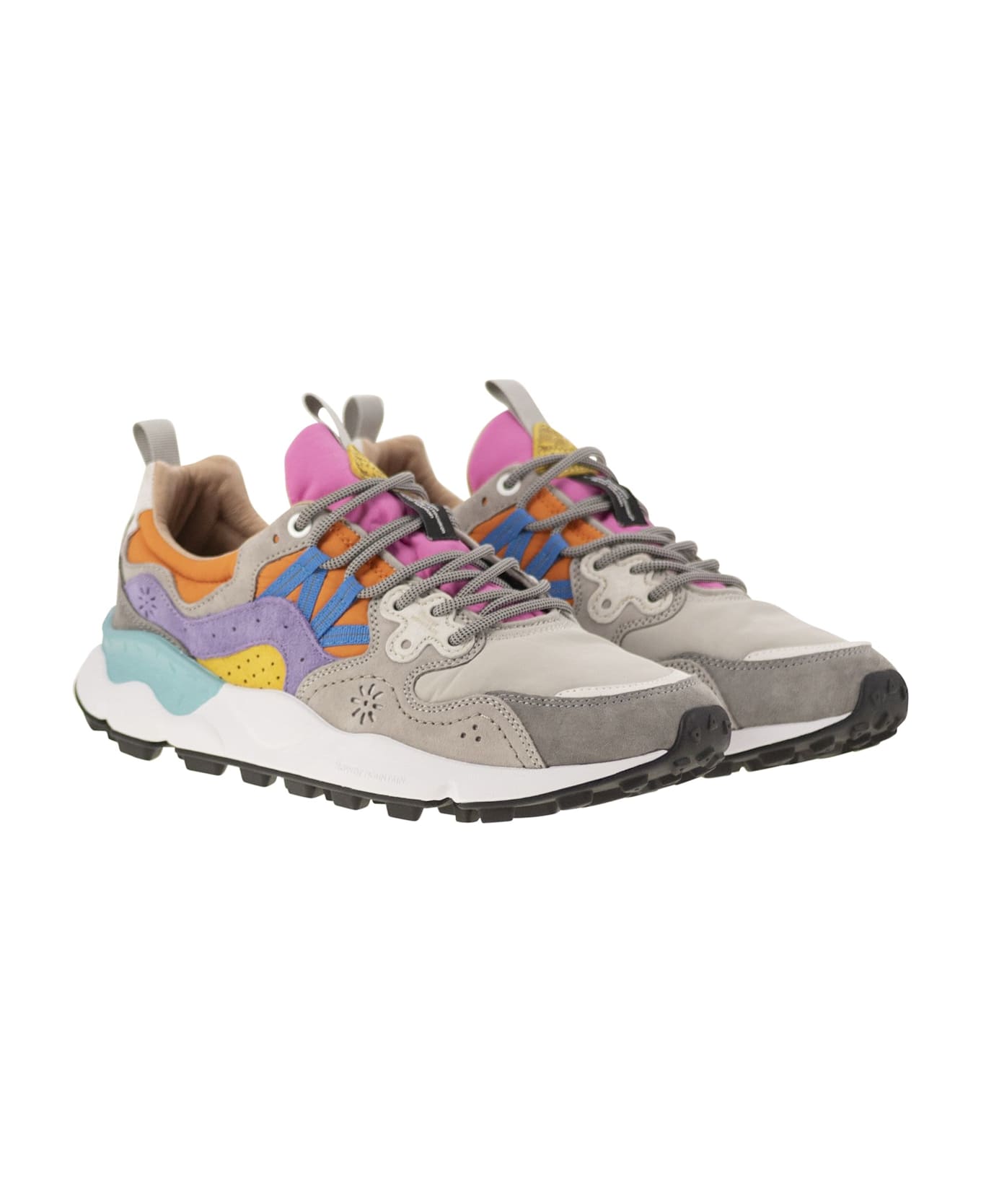 Flower Mountain Yamano 3 - Sneakers In Suede And Technical Fabric - Grey