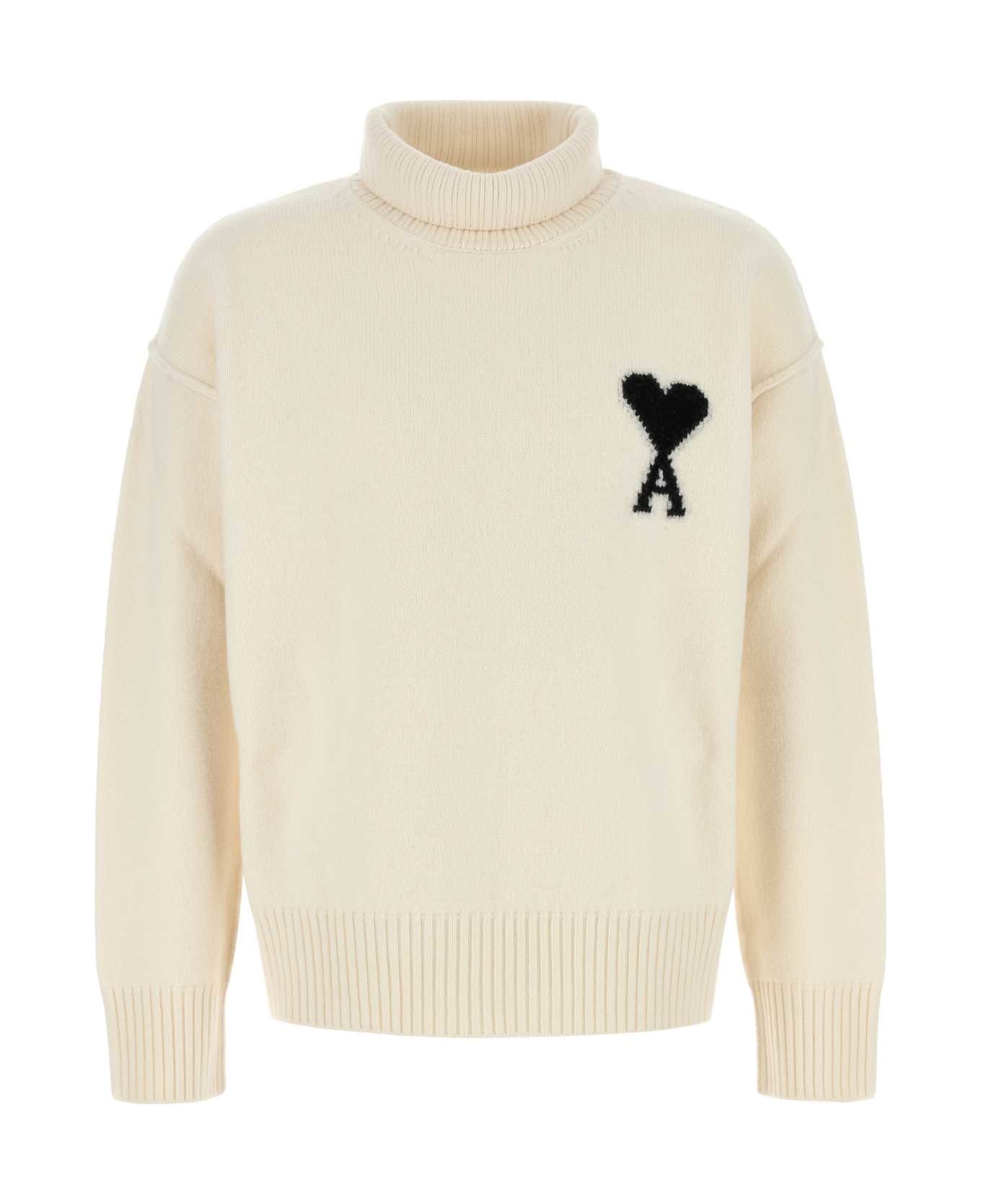 Ami Alexandre Mattiussi Ivory Wool Sweater - OFFWHITEBLACK