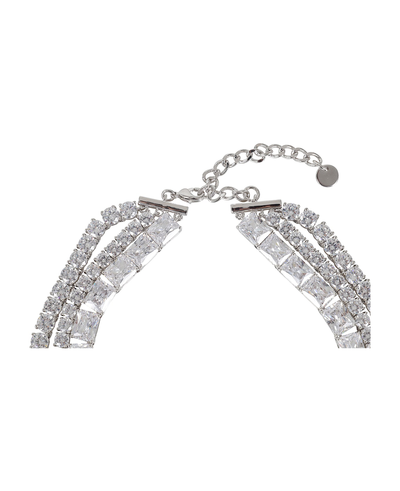 self-portrait Multi Crystal Choker - Silver 