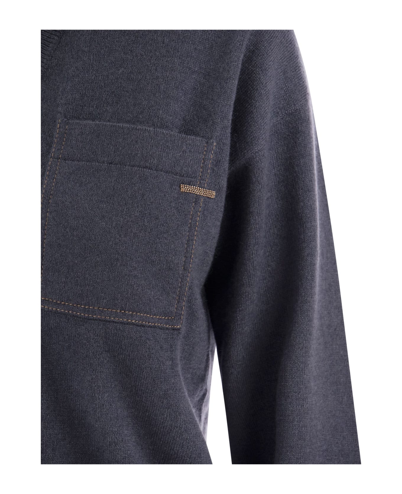 Brunello Cucinelli Cashmere Sweater With Pocket - Dark Blue