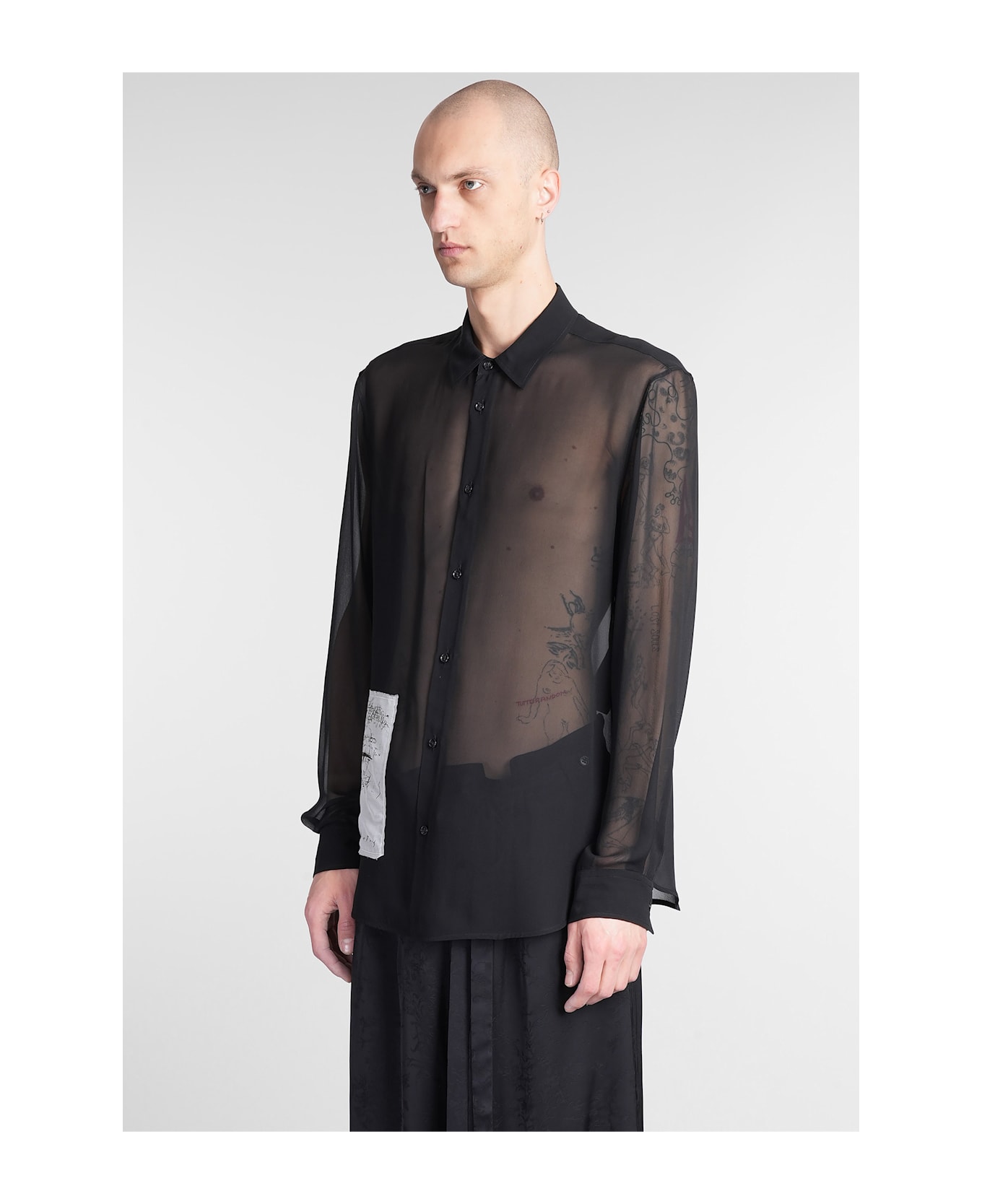 Ann Demeulemeester Andre Shirt In Black Silk - black