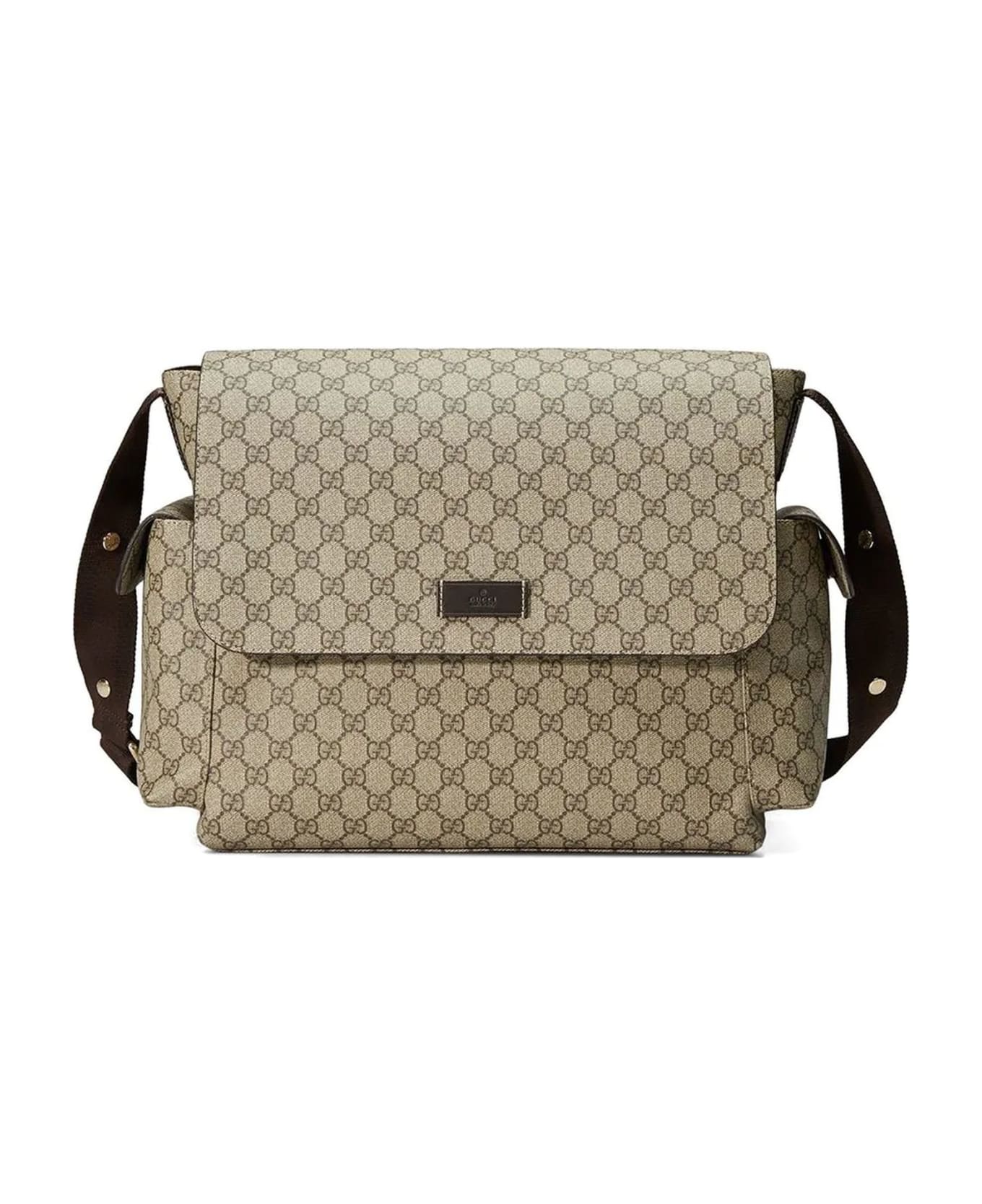 Gucci Brown Gg Supreme Canvas Diaper Bag - Beige