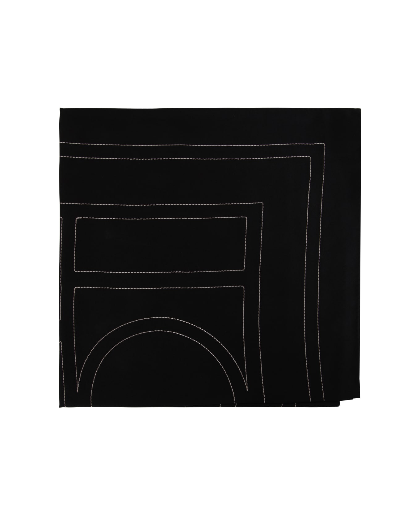Totême Embroidered Monogram Silk Scarf - Black Creme