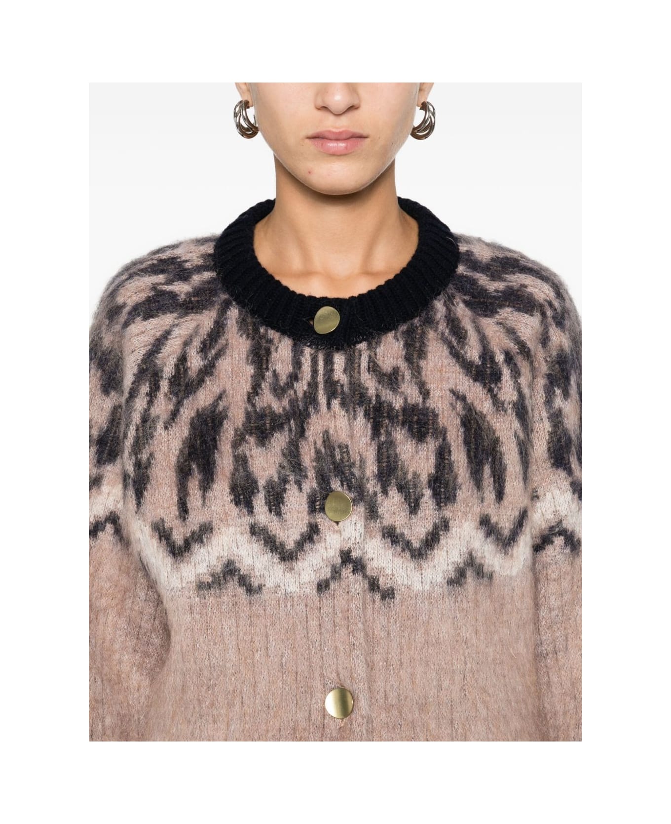 Forte_Forte Wool Jacquard Cardigan - Brown