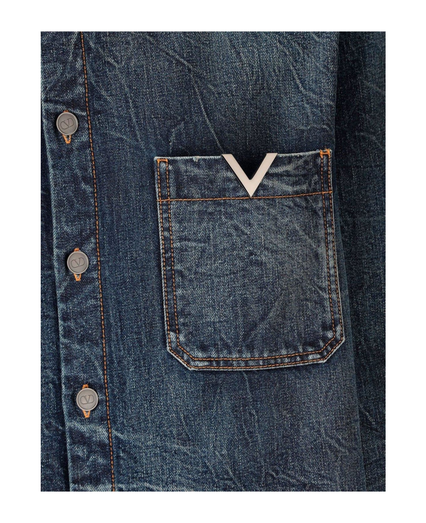 Valentino V-logo Buttoned Denim Jacket - NAVY ジャケット