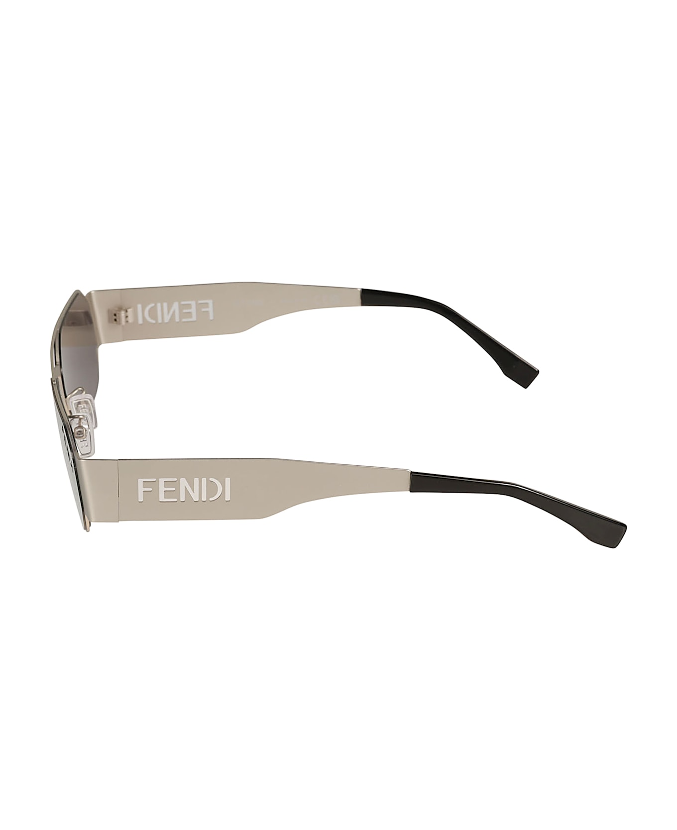 Fendi Logo Rectangle Aviator Sunglasses - 16C - Silver