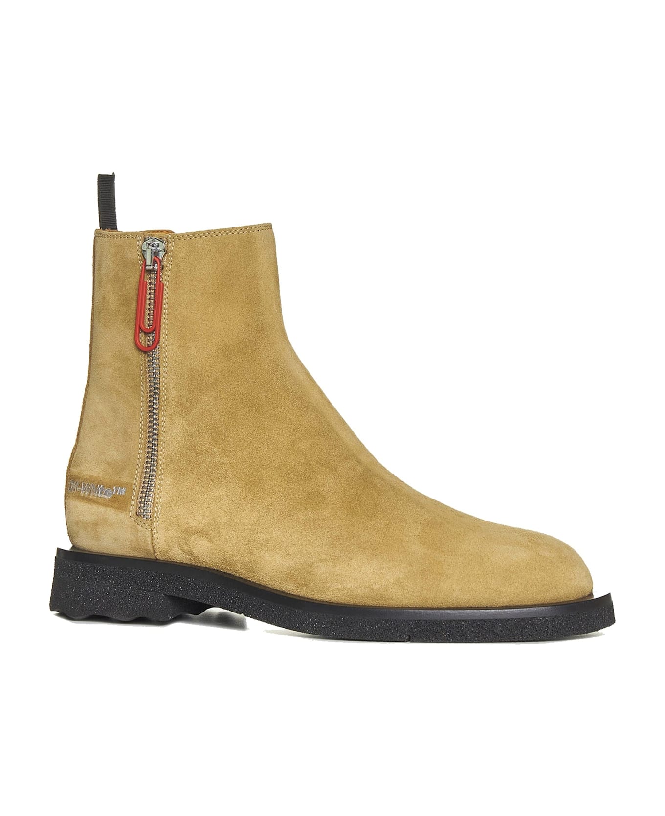Off-White Suede Ankle Boots - Beige