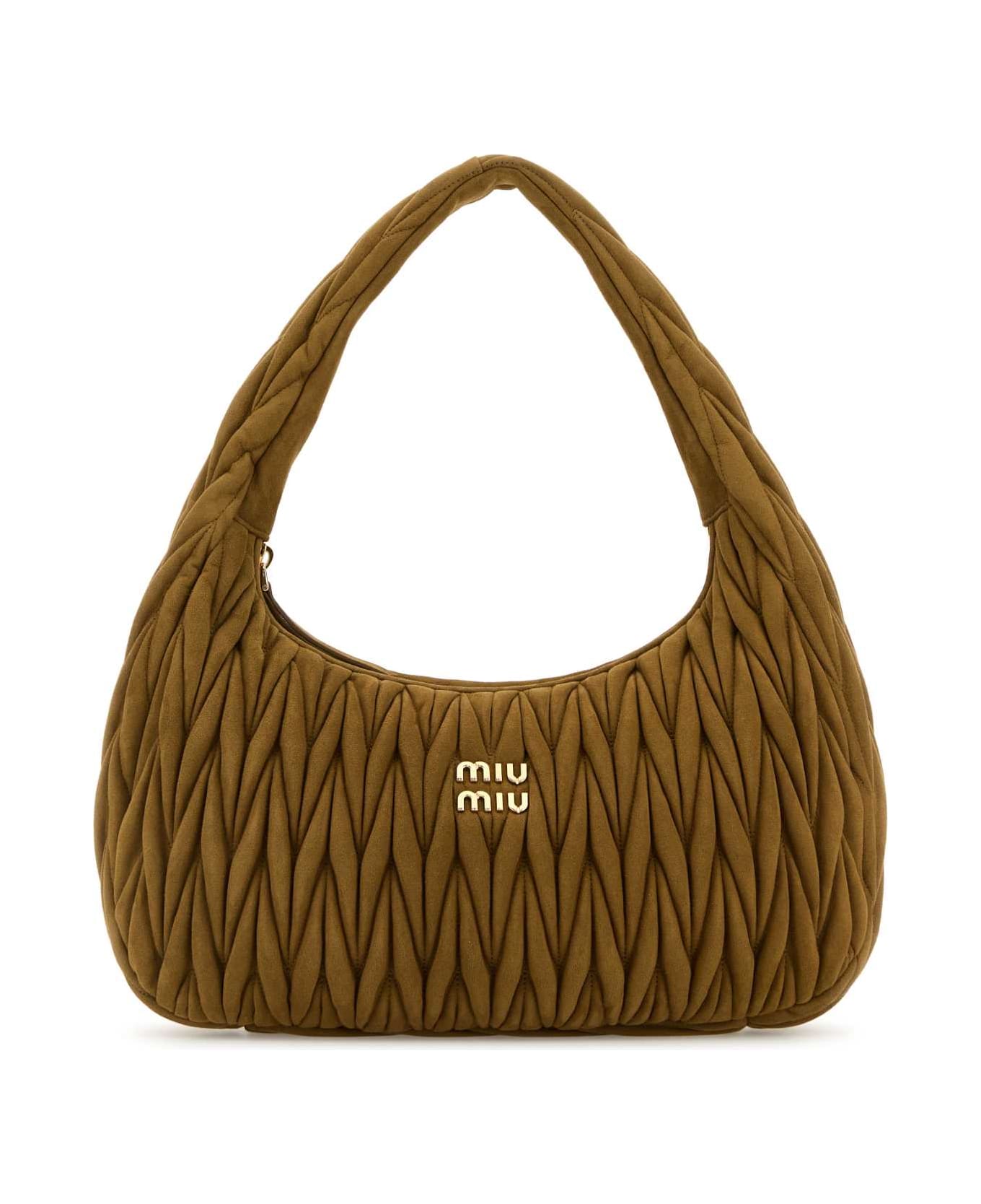 Miu Miu Biscuit Suede Shoulder Bag - OLIVA
