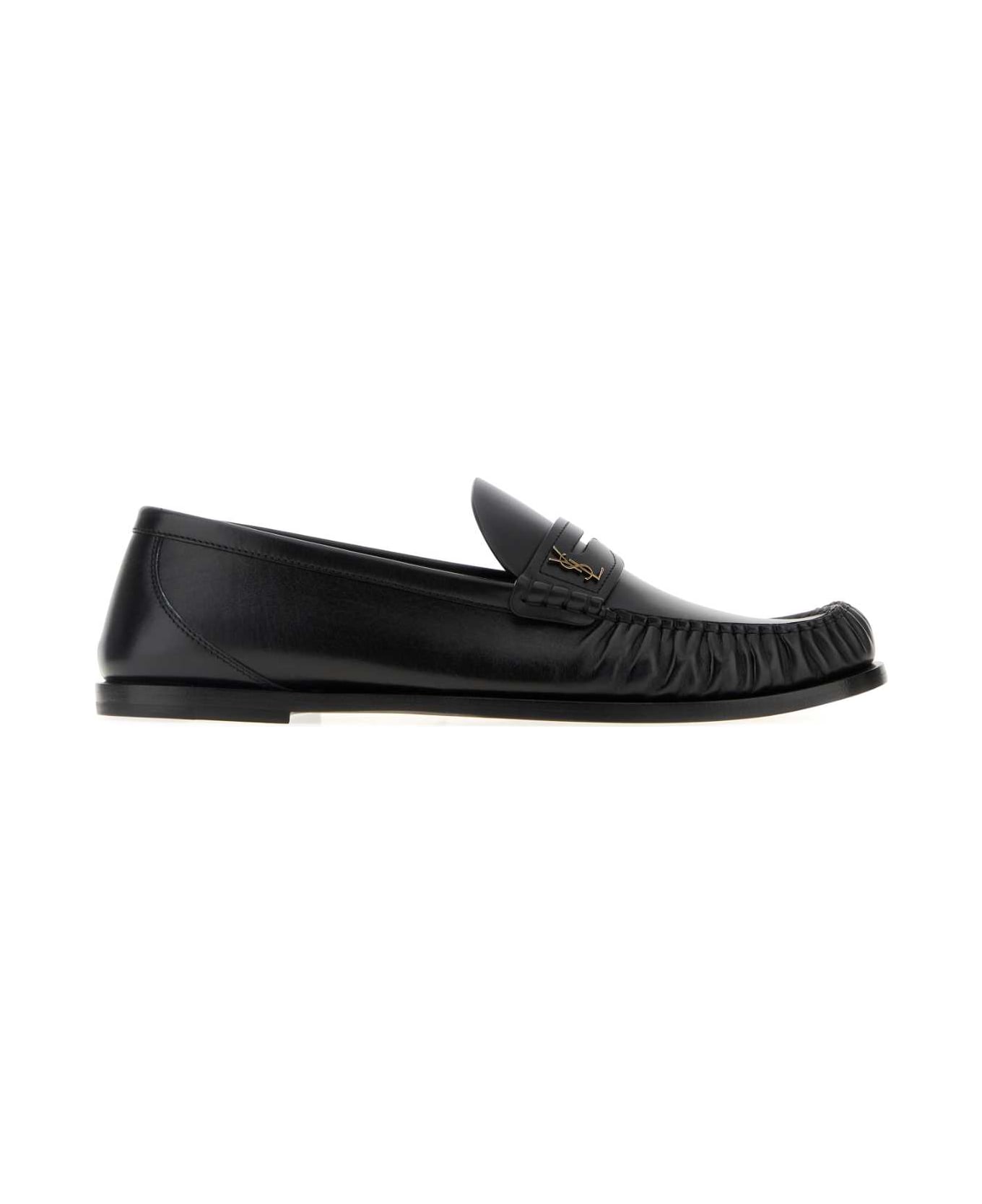 Saint Laurent Black Leather Laurent Loafers - NERO