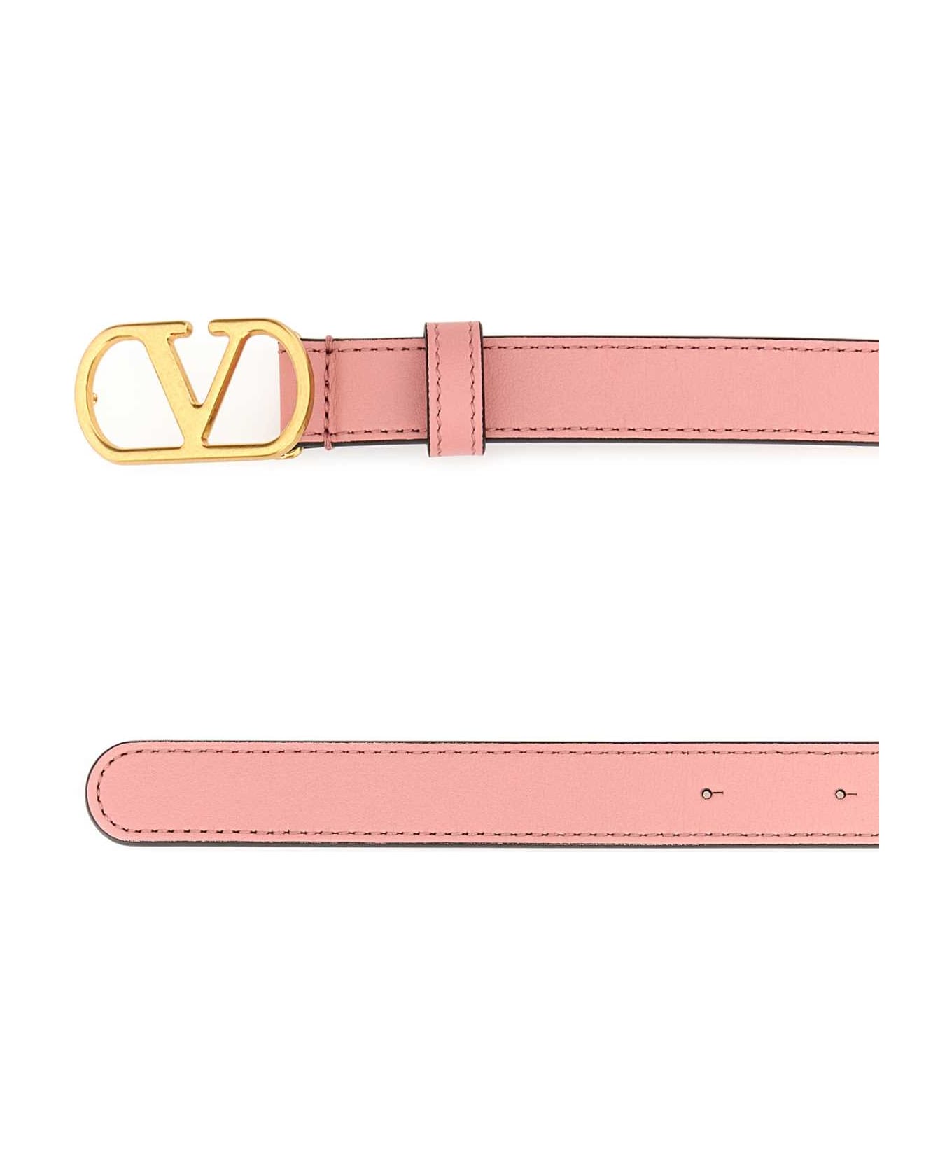 Valentino Garavani Pink Leather Vlogo Belt - ROSETAN