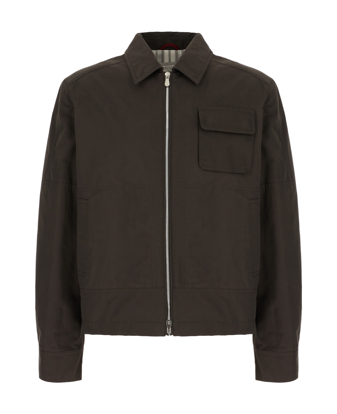 Brunello Cucinelli Brown Cotton Blend Jacket - Testa di moro