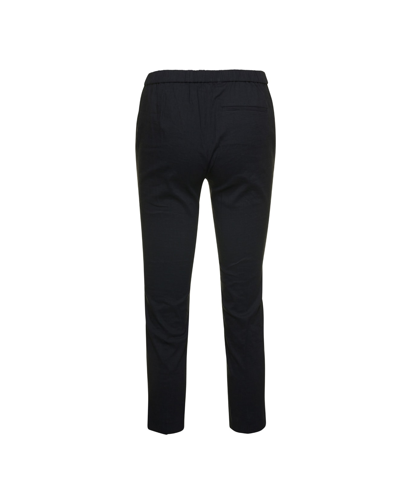 Theory Black Pull On Trousers In Linen Stretch Woman - Black