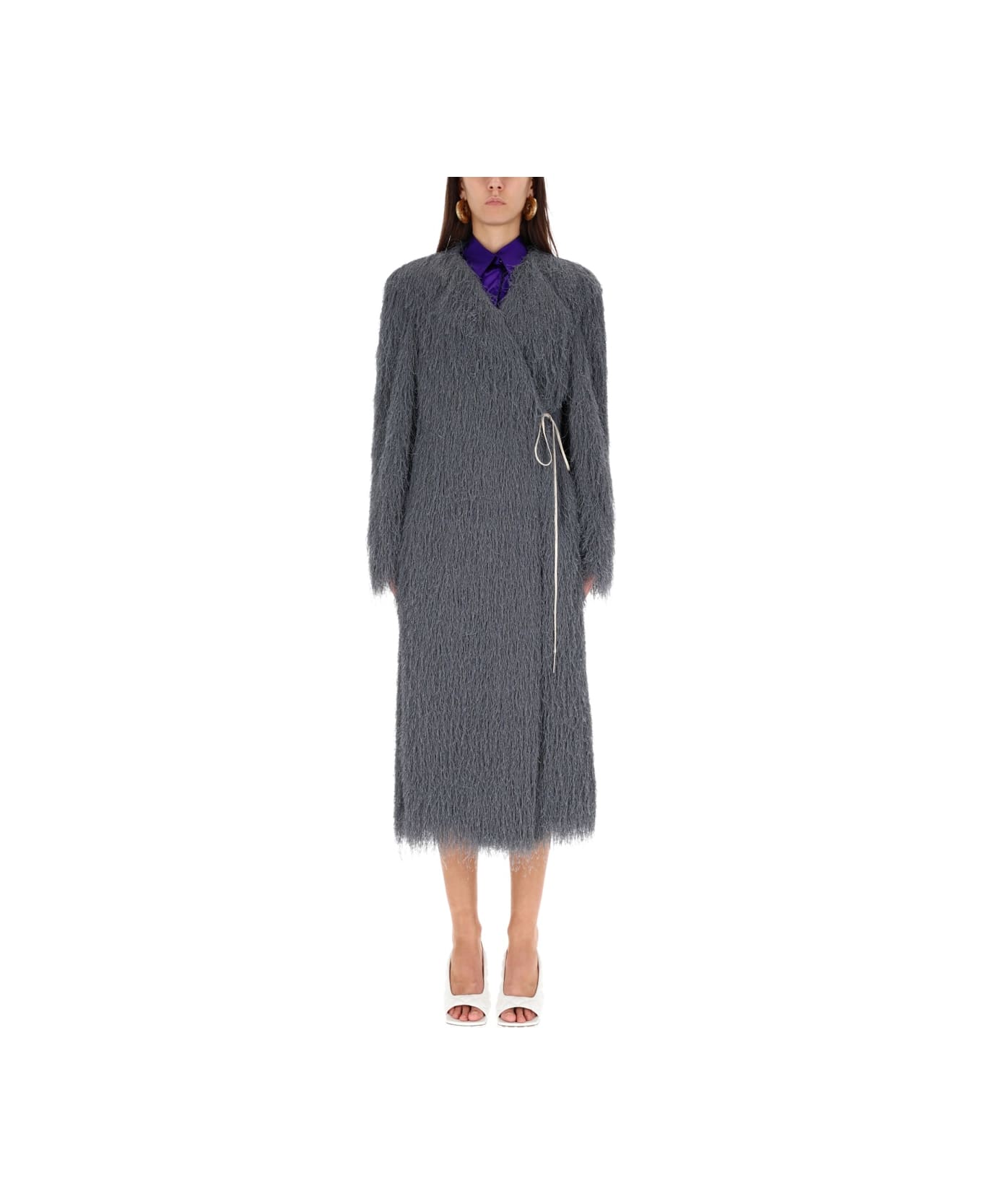 Dries Van Noten Coat With Bangs - GREY
