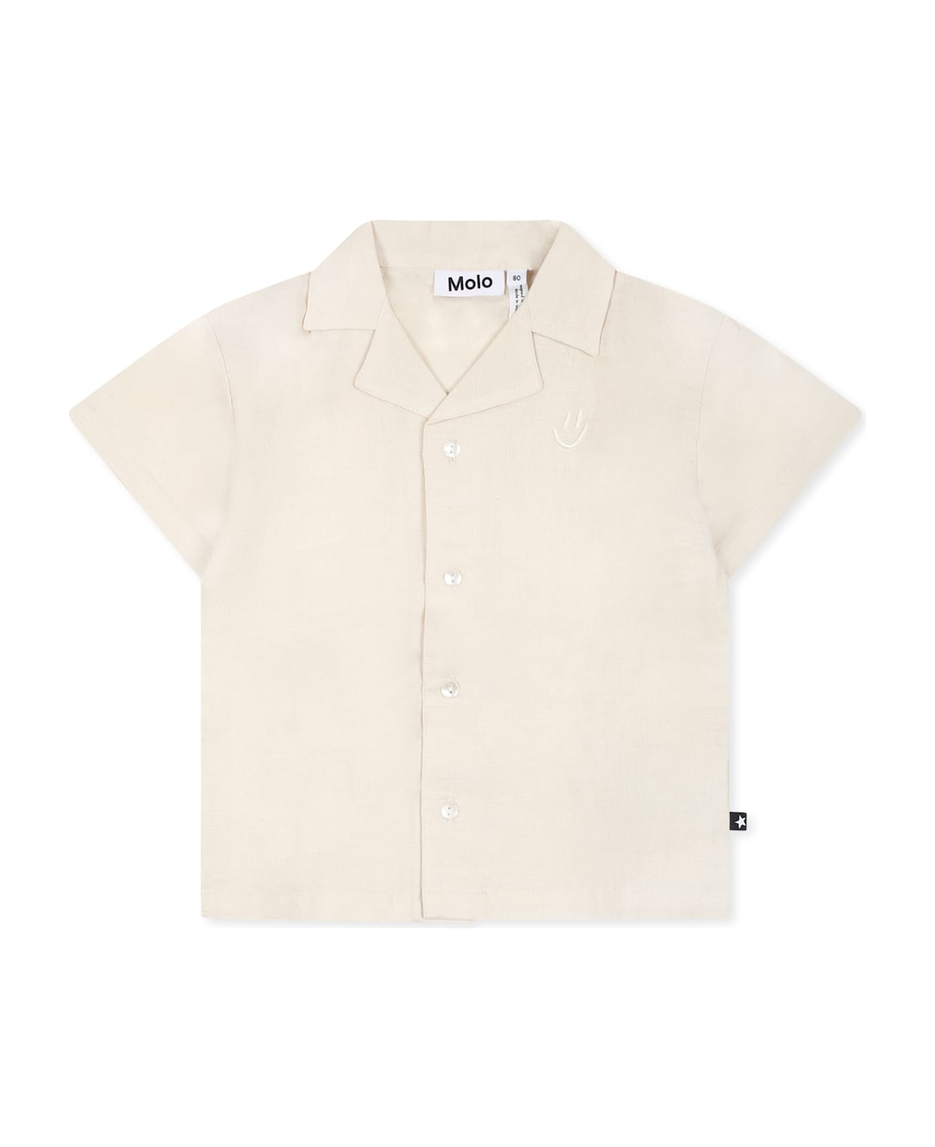 Molo Ivory Shirt For Babykids With Smiley - Ivory