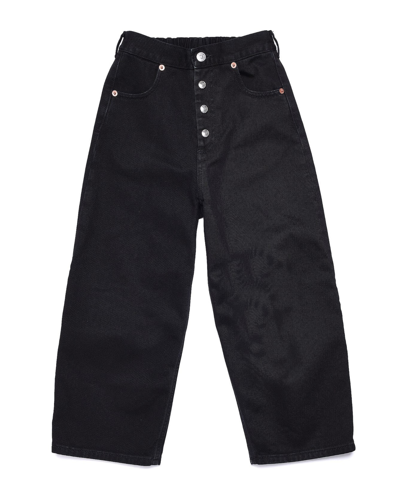 MM6 Maison Margiela Mm6p11u Trousers Maison Margiela Black Vintage-effect Cotton Jeans - Black