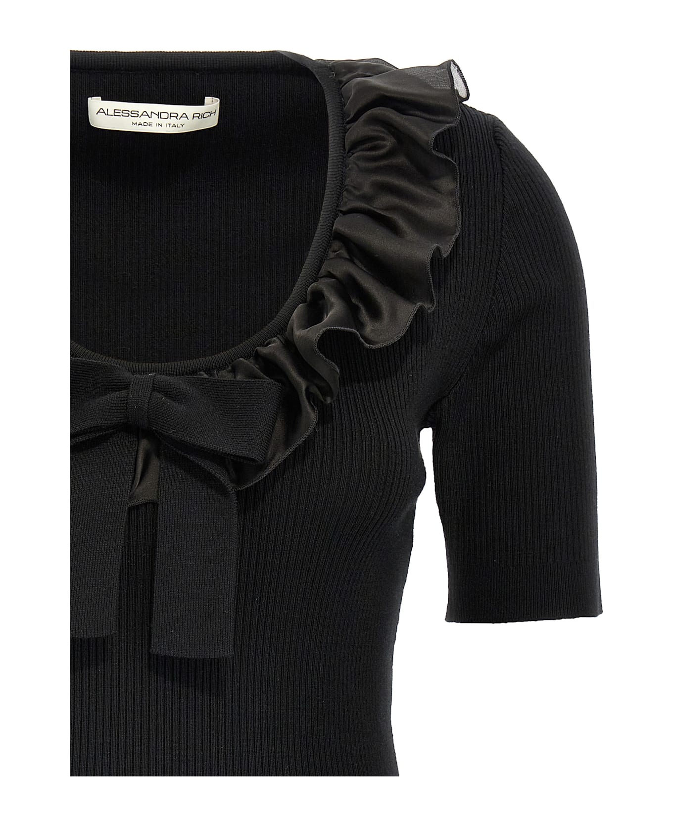 Alessandra Rich Ruffle T-shirt - Black