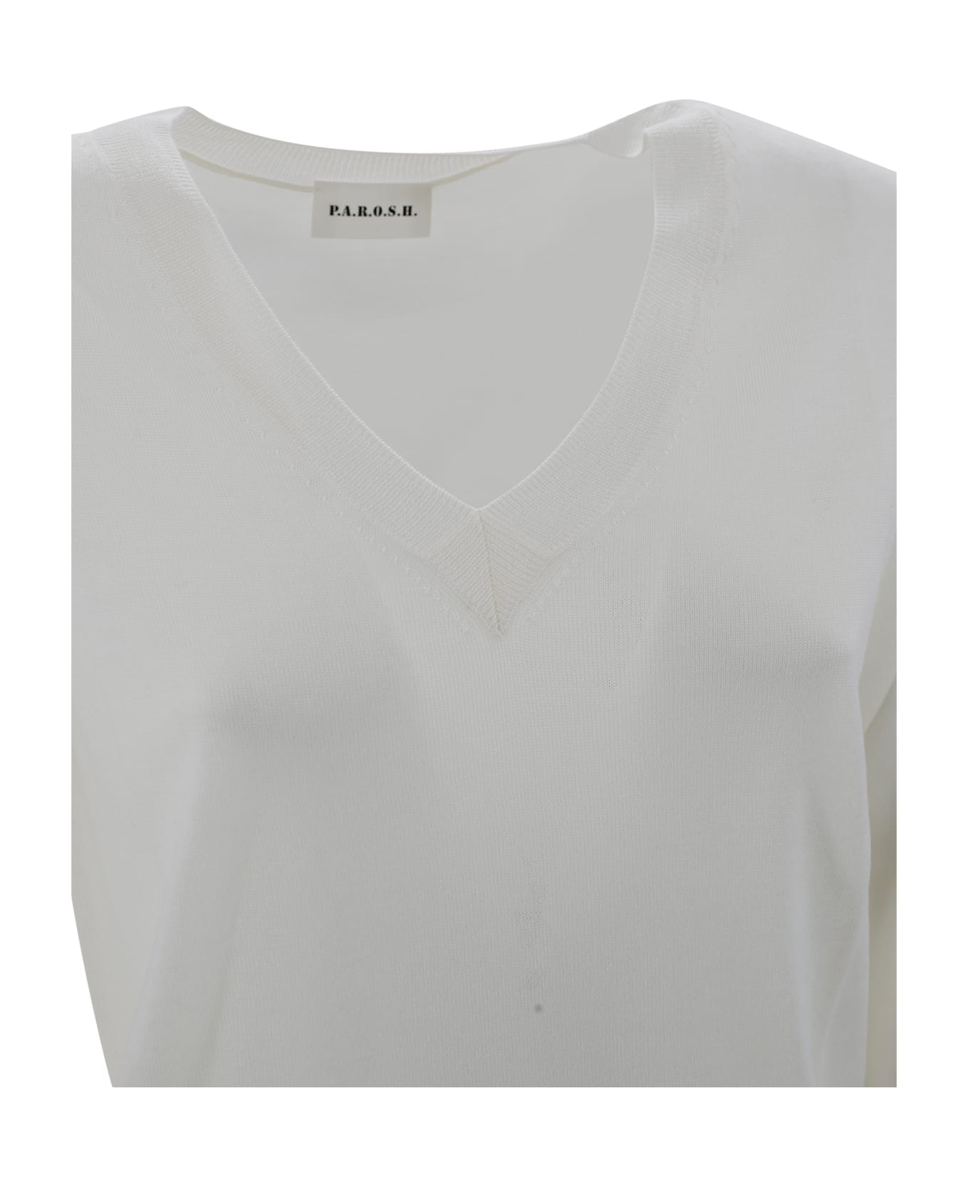 Parosh V-neck Long-sleeved Jersey - Cream