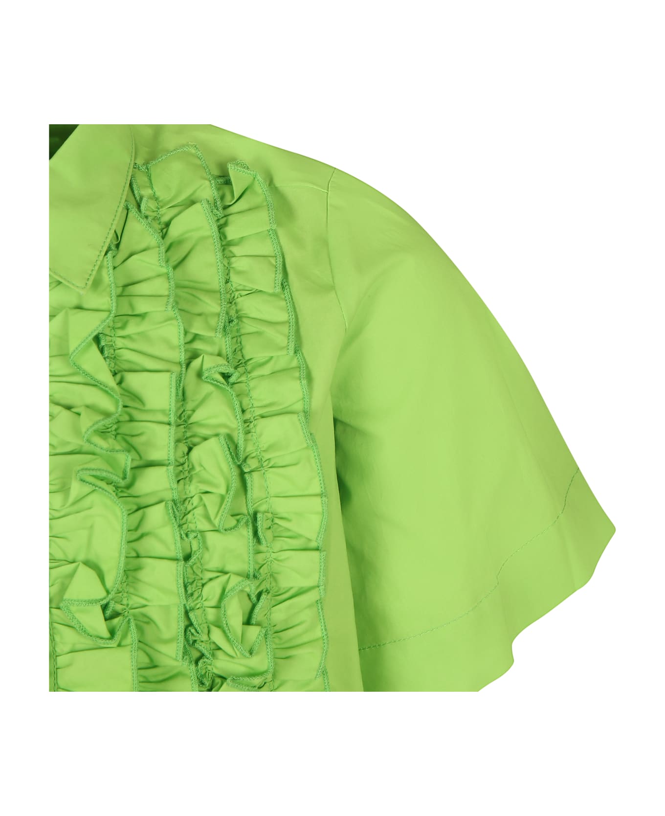 MSGM Green Shirt For Girl With Logo - Green