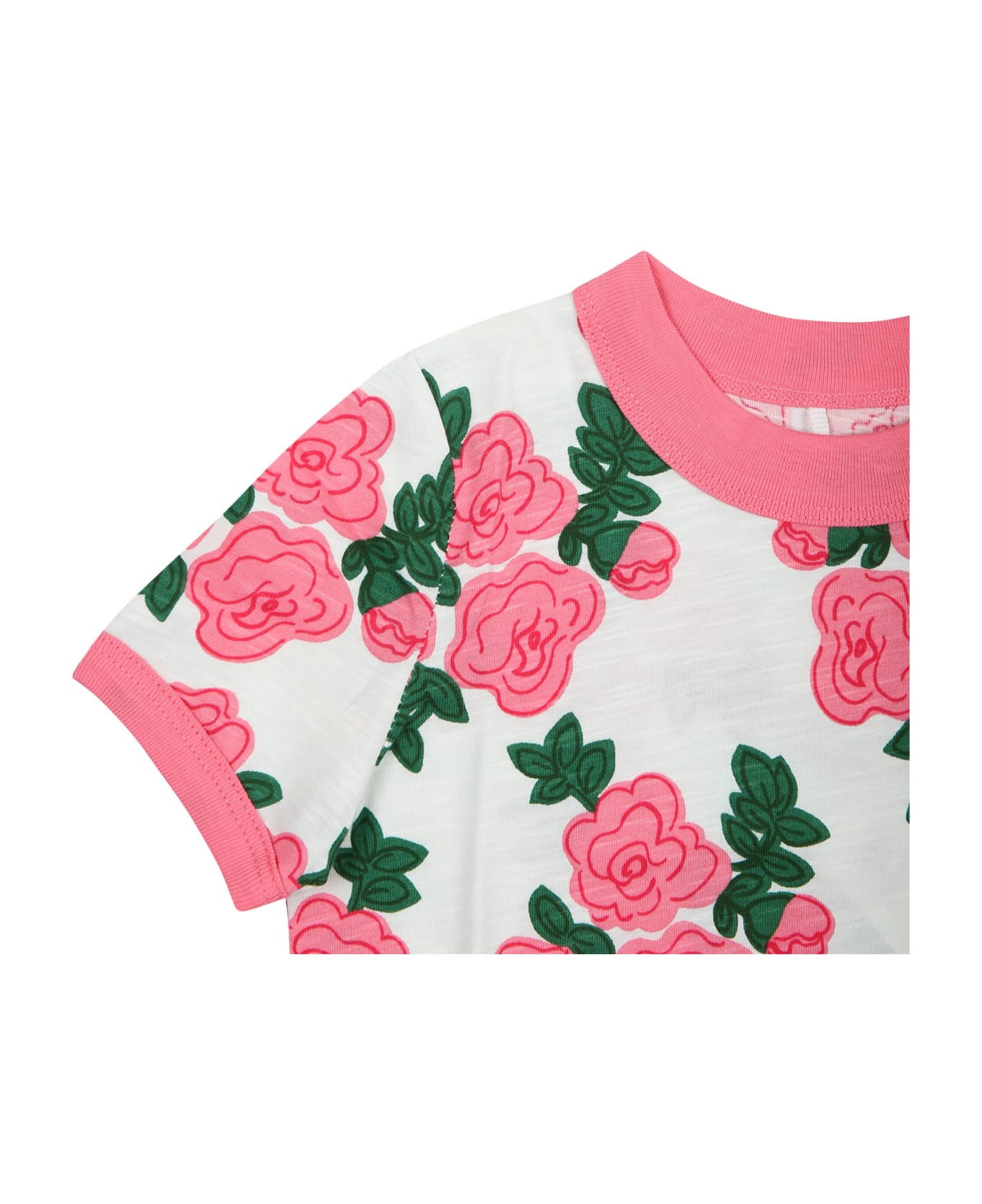 Mini Rodini White T-shirt For Baby Girl With Rose - White