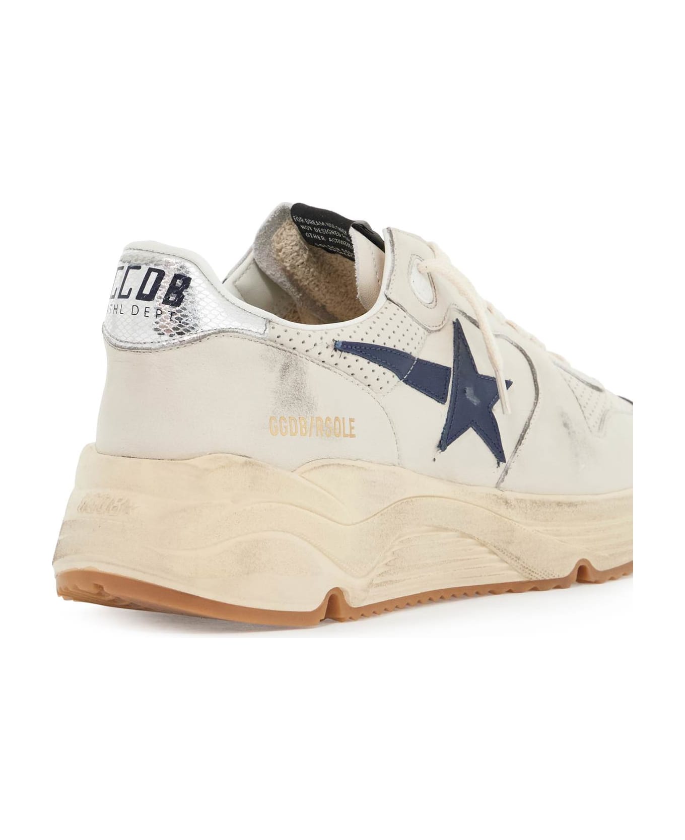 Golden Goose Leather Sole Running Sneakers With - WHITE/BLUE/SILVER