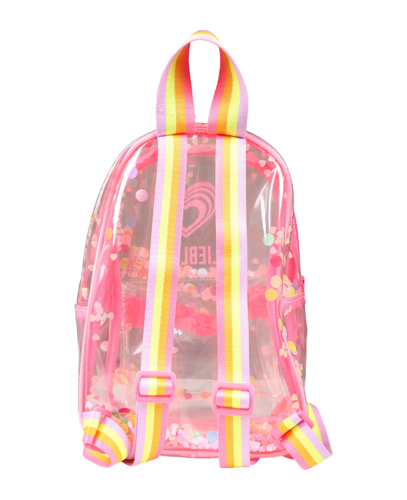 Billieblush Transparent Backpack For Girl With Logo - Fuchsia