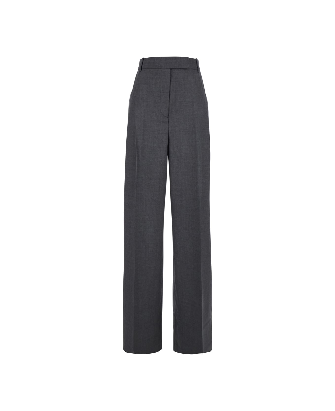 Róhe Grey High-waisted Pants With Pences And Belt Loops In Wool Blend Woman - Grey