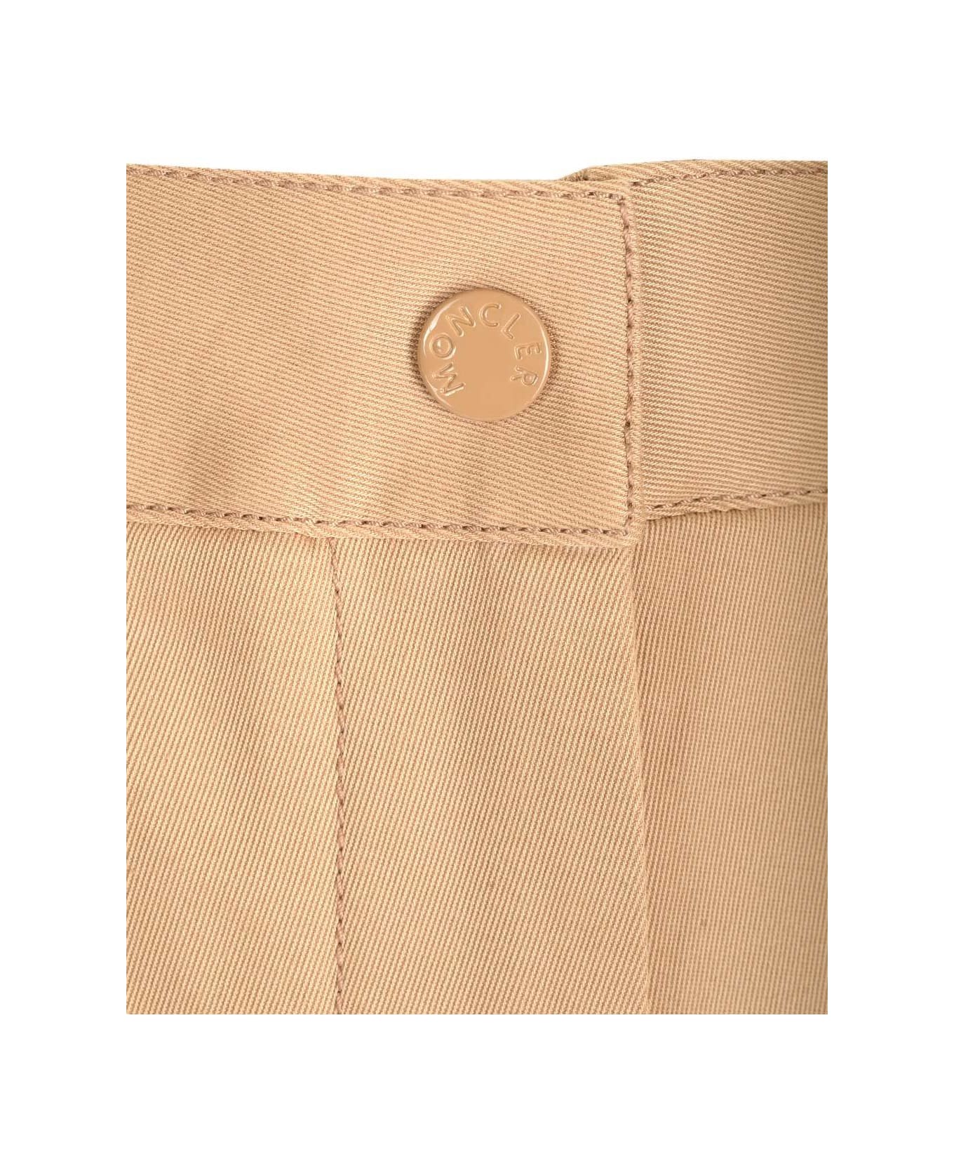 Moncler Logo Patch Pleated Shorts - Beige